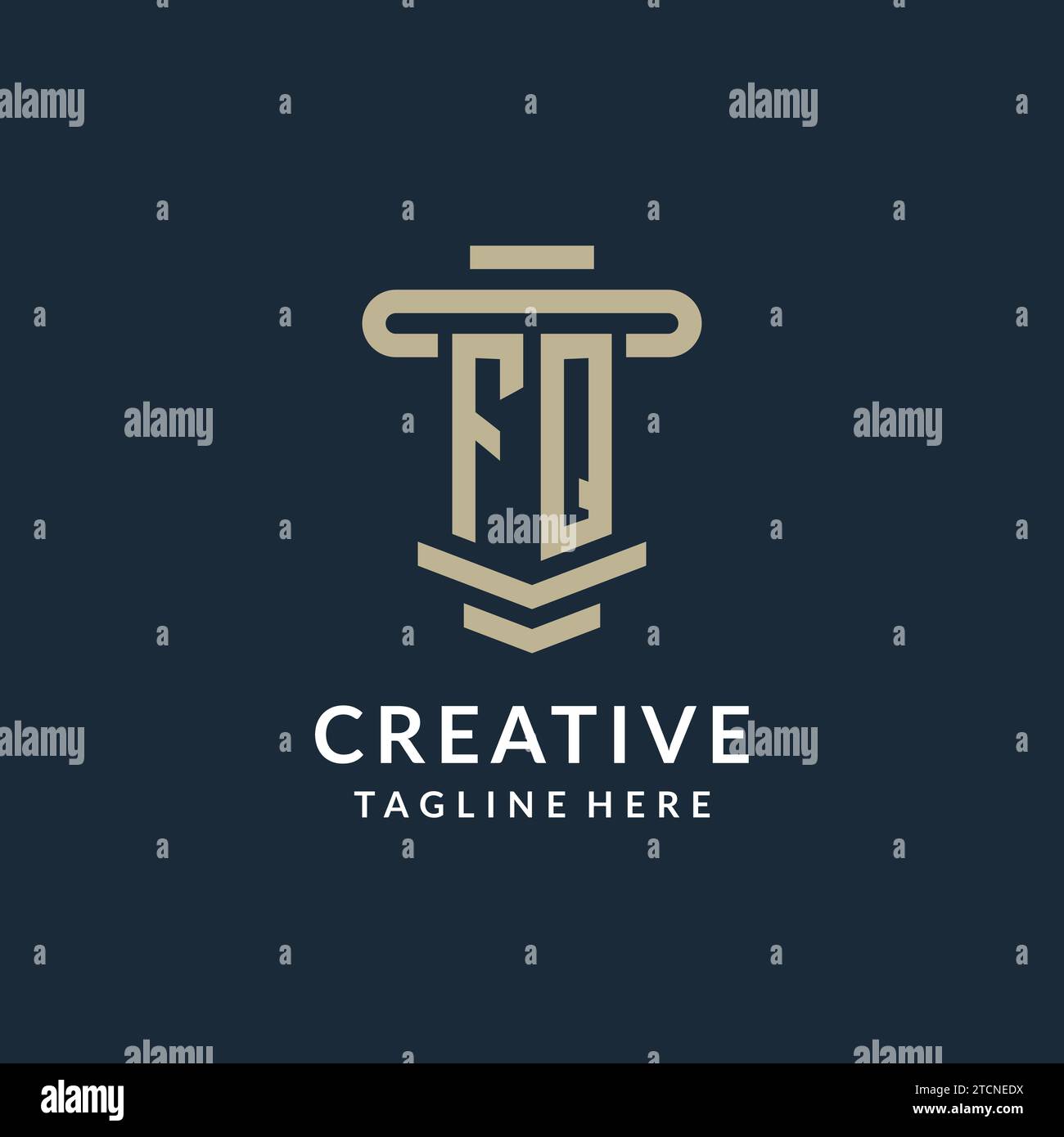 FQ initial logo monogram with simple luxury pillar line vector design ideas Stock Vector