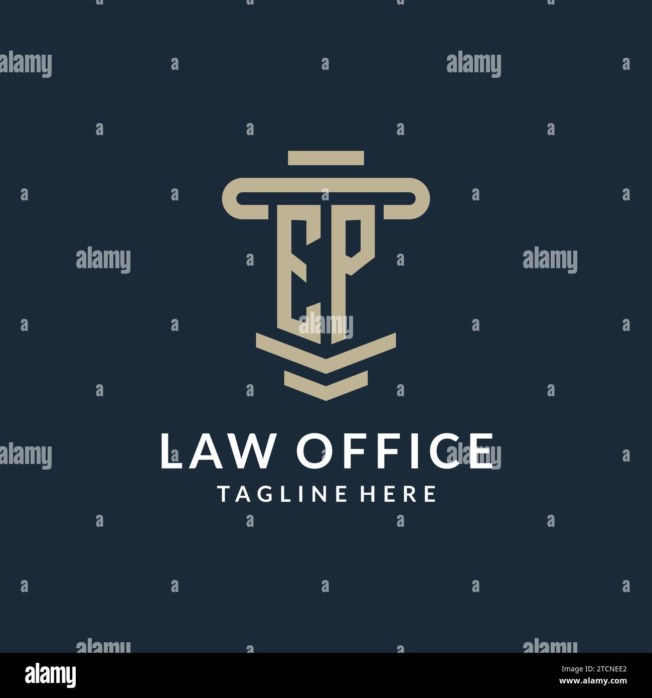 EP initial logo monogram with simple luxury pillar line vector design ideas Stock Vector