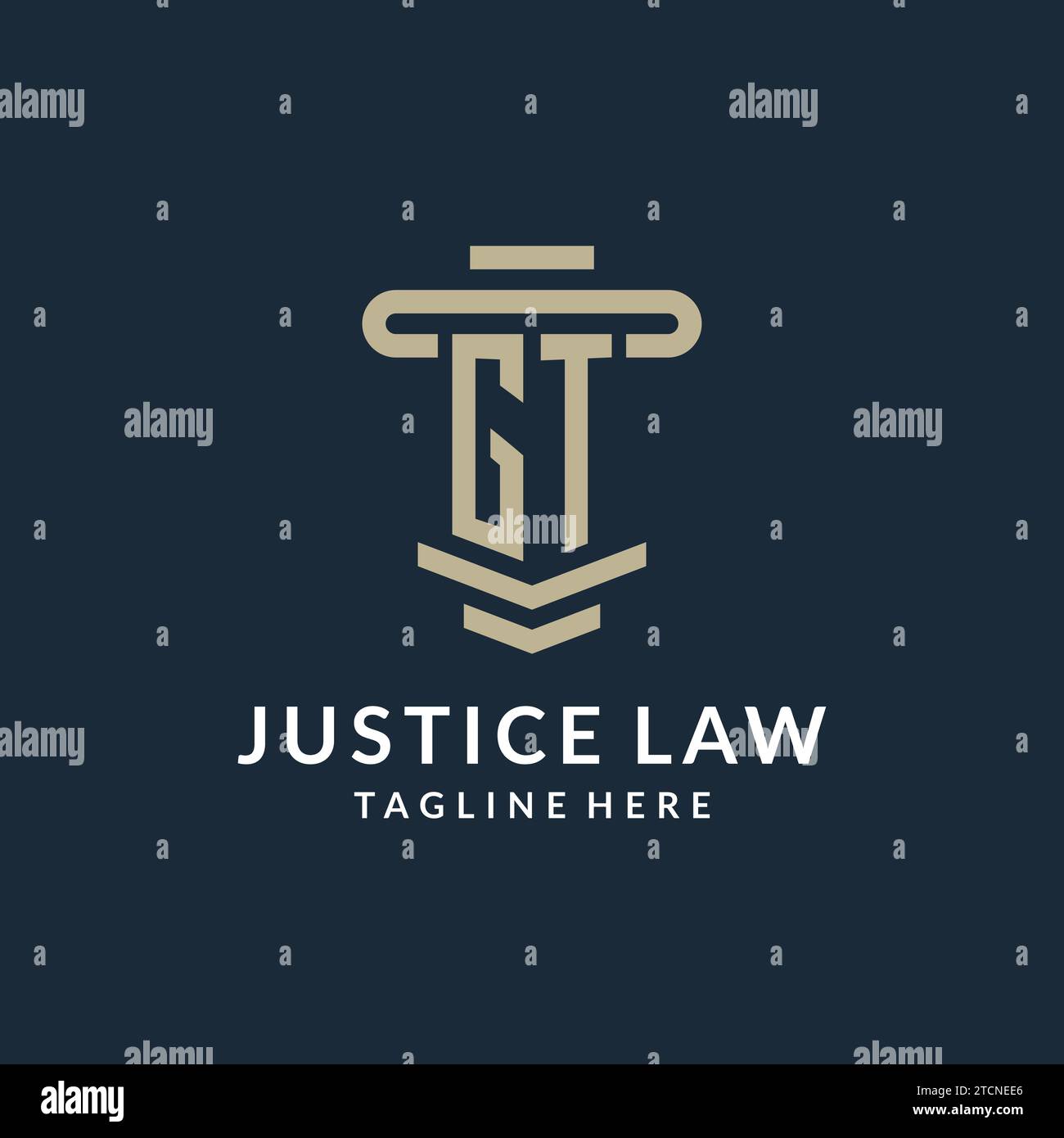 GT initial logo monogram with simple luxury pillar line vector design ideas Stock Vector