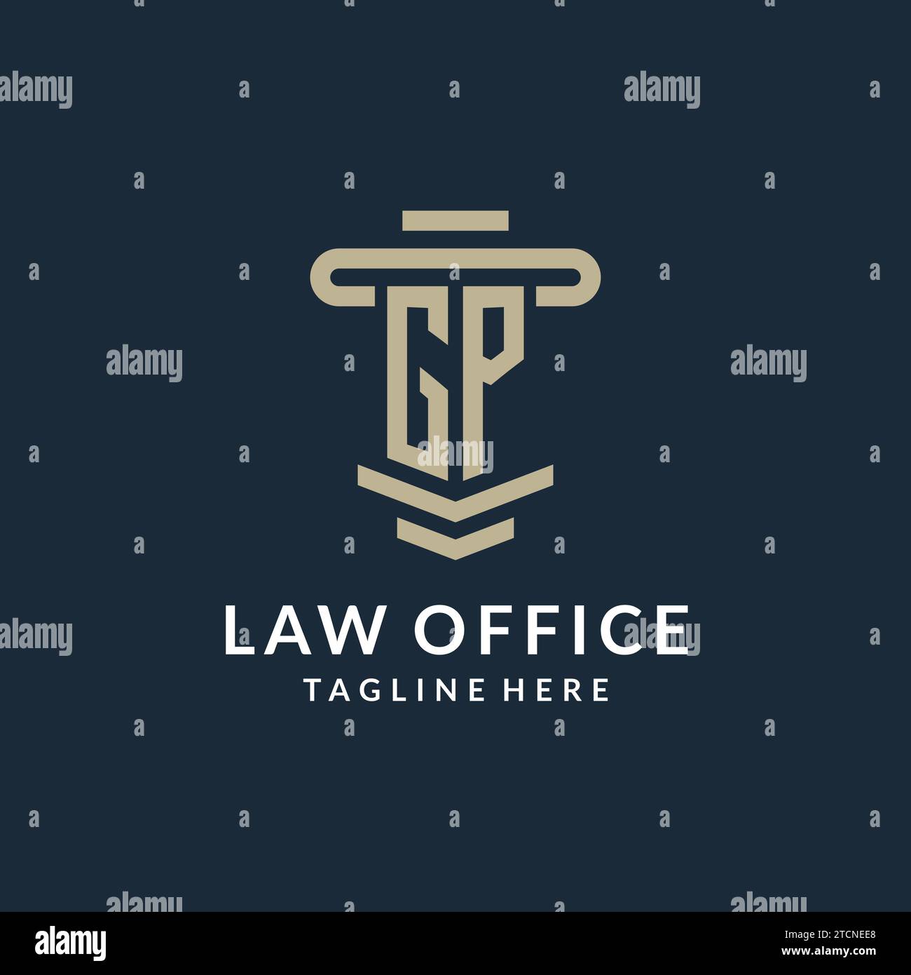 GP initial logo monogram with simple luxury pillar line vector design ideas Stock Vector