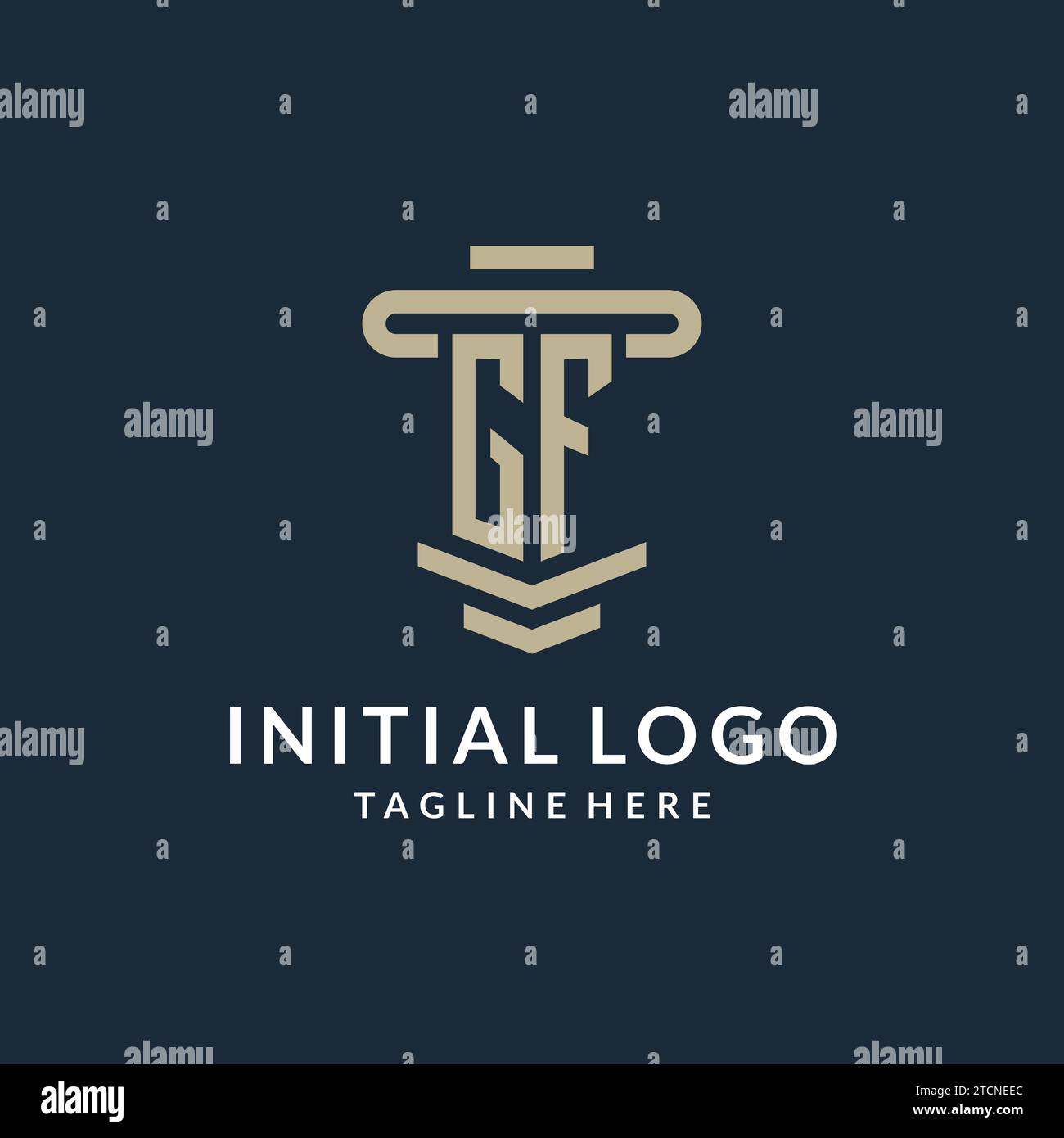 GF initial logo monogram with simple luxury pillar line vector design ideas Stock Vector
