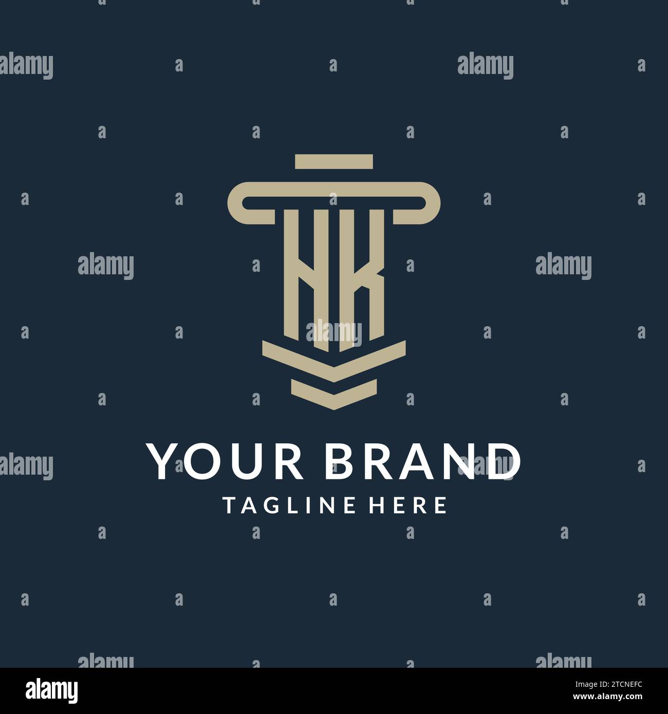 HK initial logo monogram with simple luxury pillar line vector design ideas Stock Vector