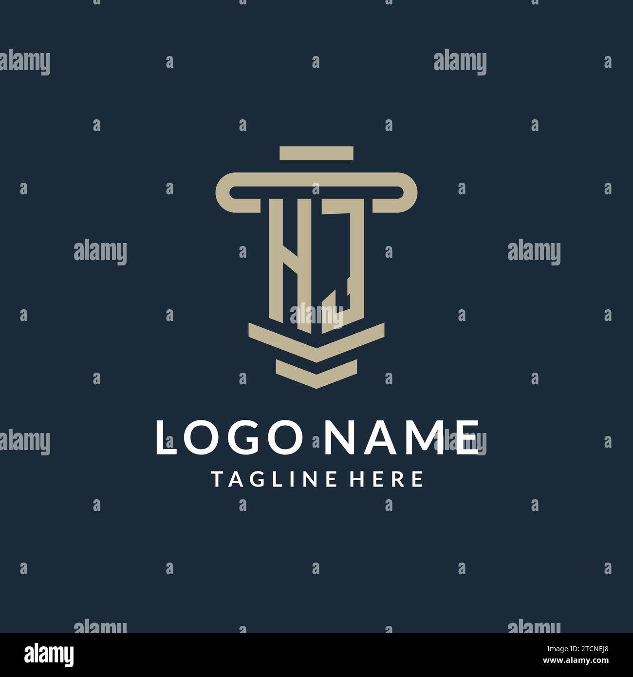 HJ initial logo monogram with simple luxury pillar line vector design ...
