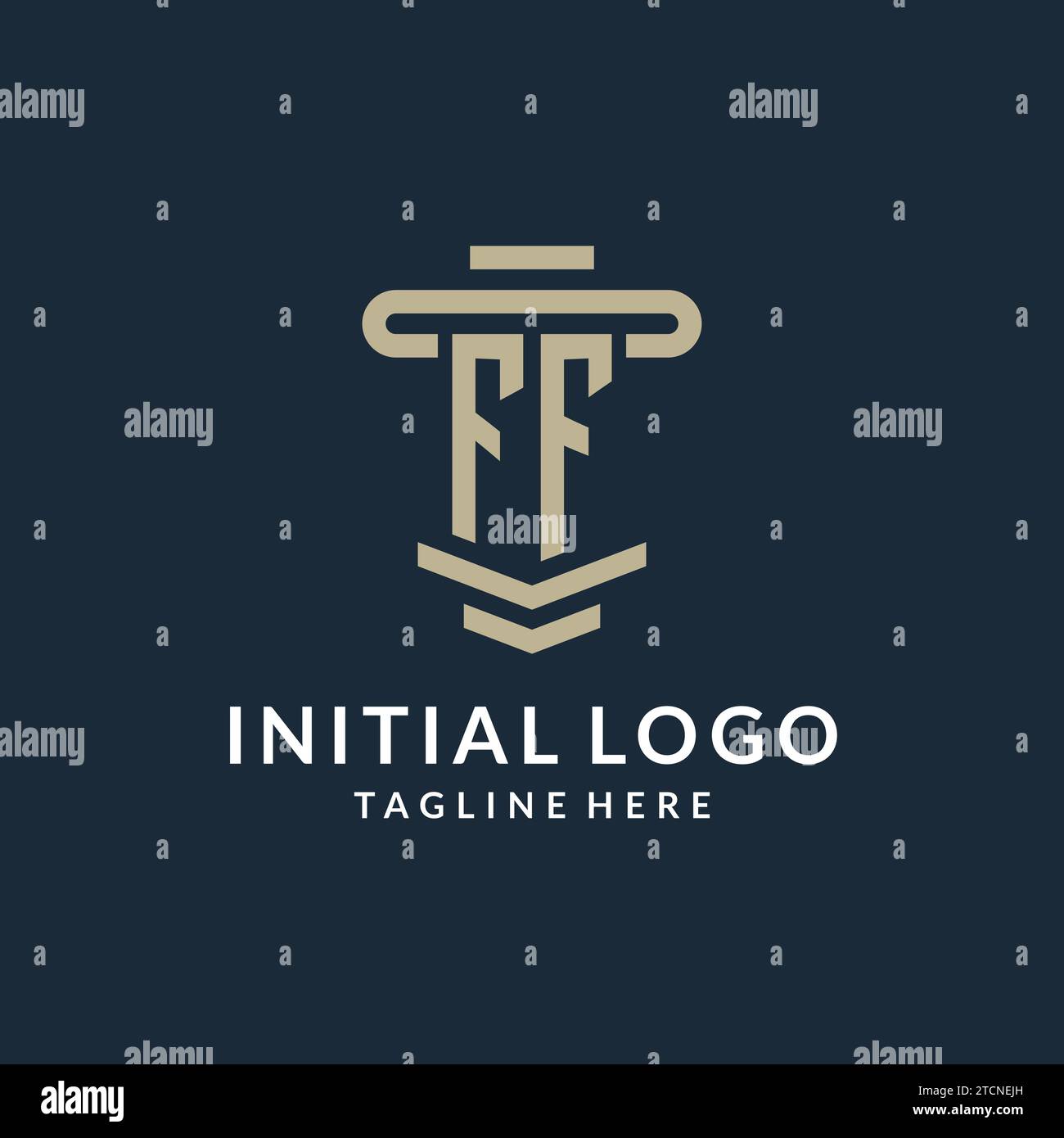 FF initial logo monogram with simple luxury pillar line vector design ideas Stock Vector