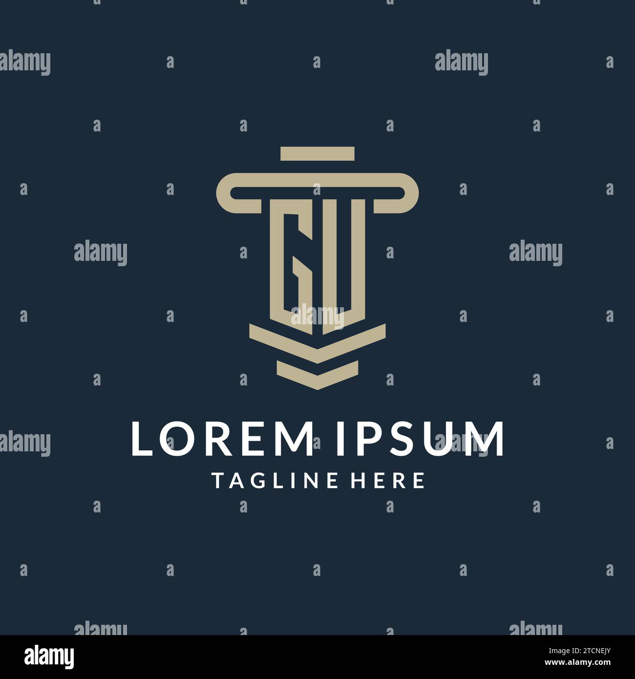 GU initial logo monogram with simple luxury pillar line vector design ideas Stock Vector