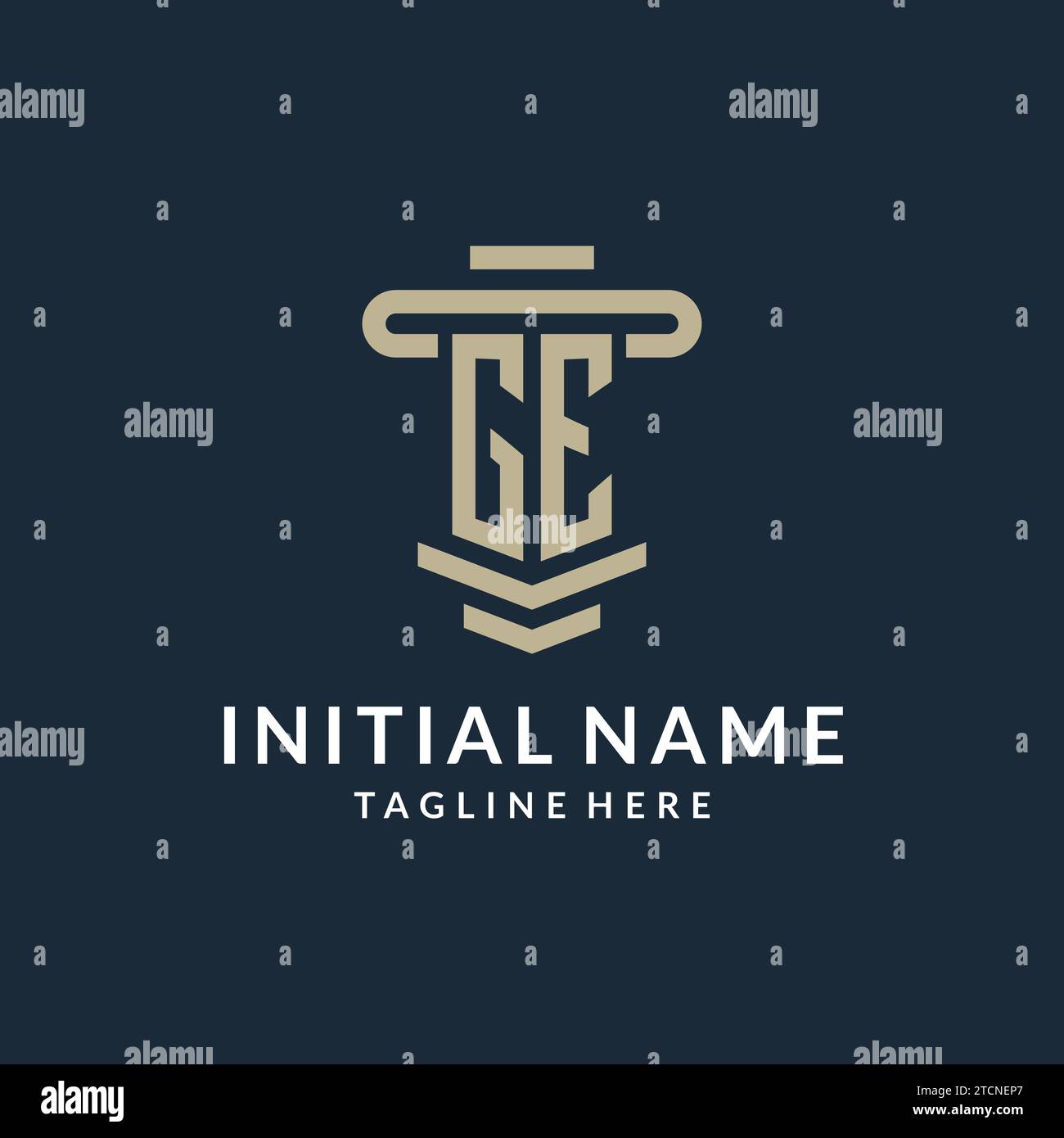 GE initial logo monogram with simple luxury pillar line vector design ideas Stock Vector