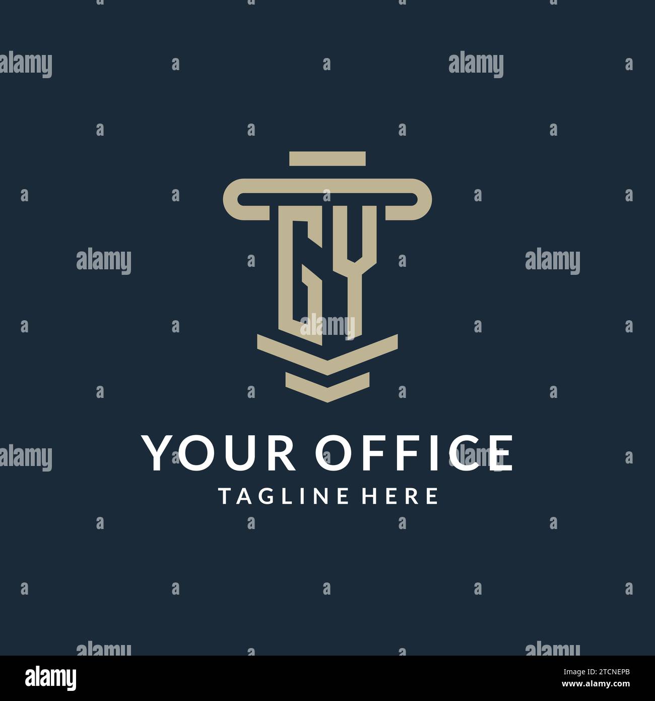 GY initial logo monogram with simple luxury pillar line vector design ideas Stock Vector