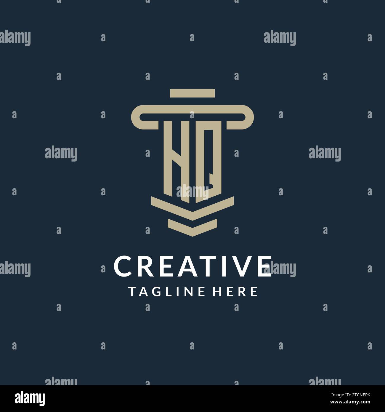 HQ initial logo monogram with simple luxury pillar line vector design ideas Stock Vector