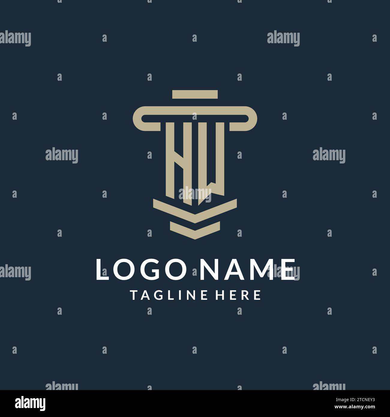 HW initial logo monogram with simple luxury pillar line vector design ideas Stock Vector