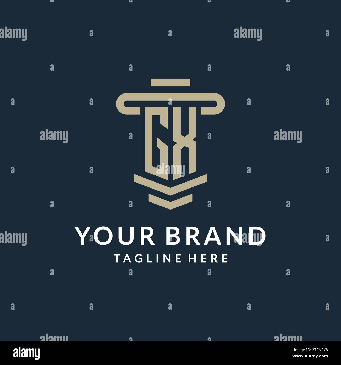 GX initial logo monogram with simple luxury pillar line vector design ideas Stock Vector