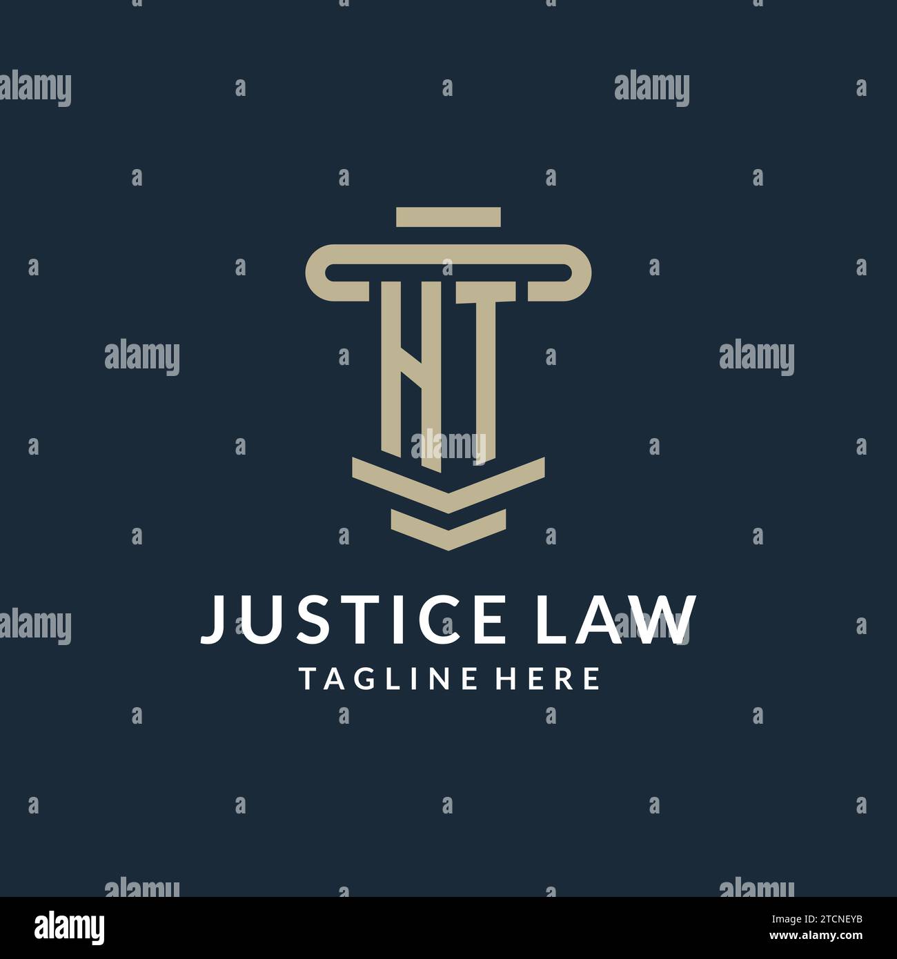 HT initial logo monogram with simple luxury pillar line vector design ideas Stock Vector
