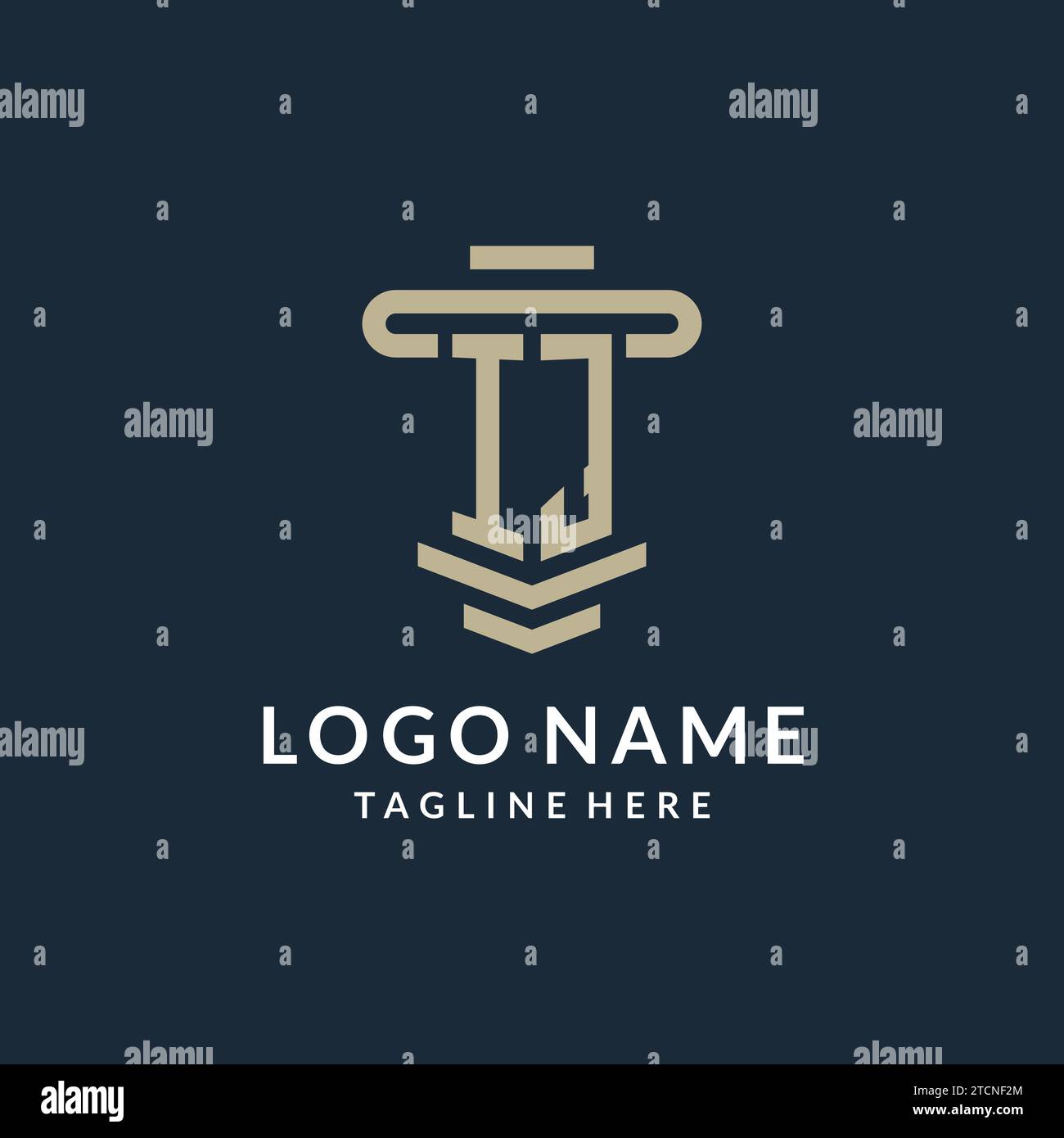 IJ initial logo monogram with simple luxury pillar line vector design ideas Stock Vector