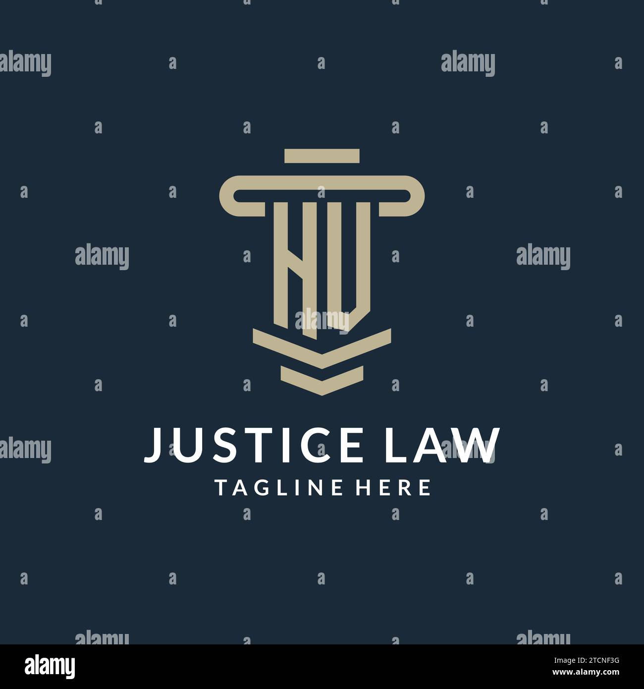 HV initial logo monogram with simple luxury pillar line vector design ideas Stock Vector