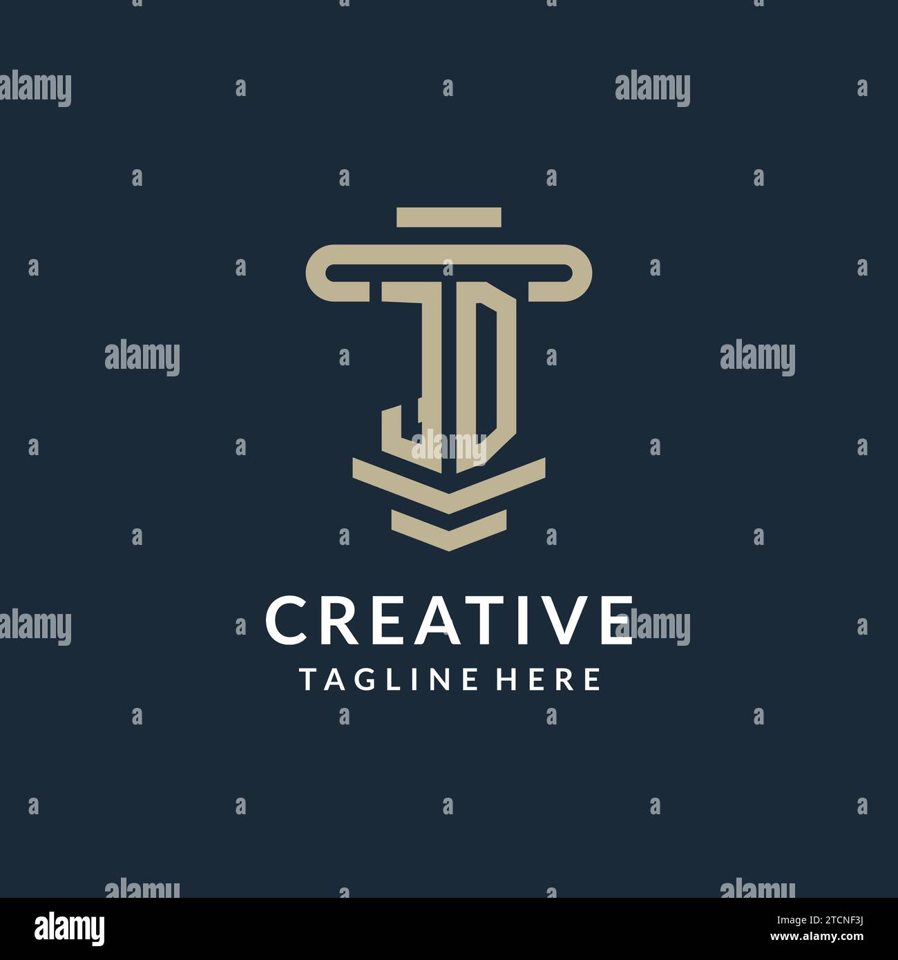 JD initial logo monogram with simple luxury pillar line vector design ideas Stock Vector