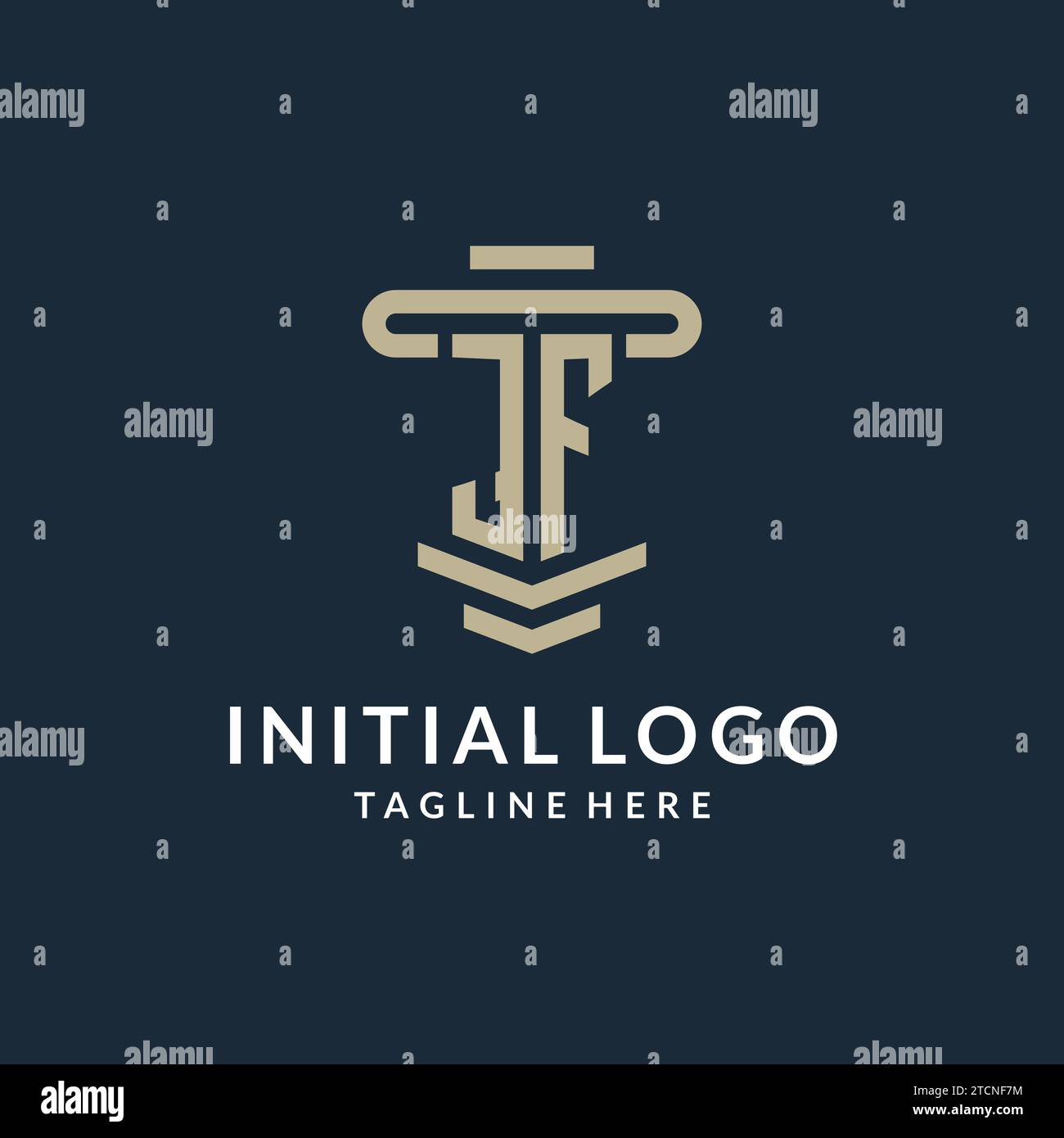 JF initial logo monogram with simple luxury pillar line vector design ideas Stock Vector