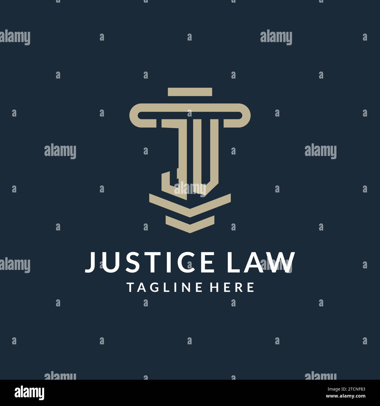 JV initial logo monogram with simple luxury pillar line vector design ideas Stock Vector