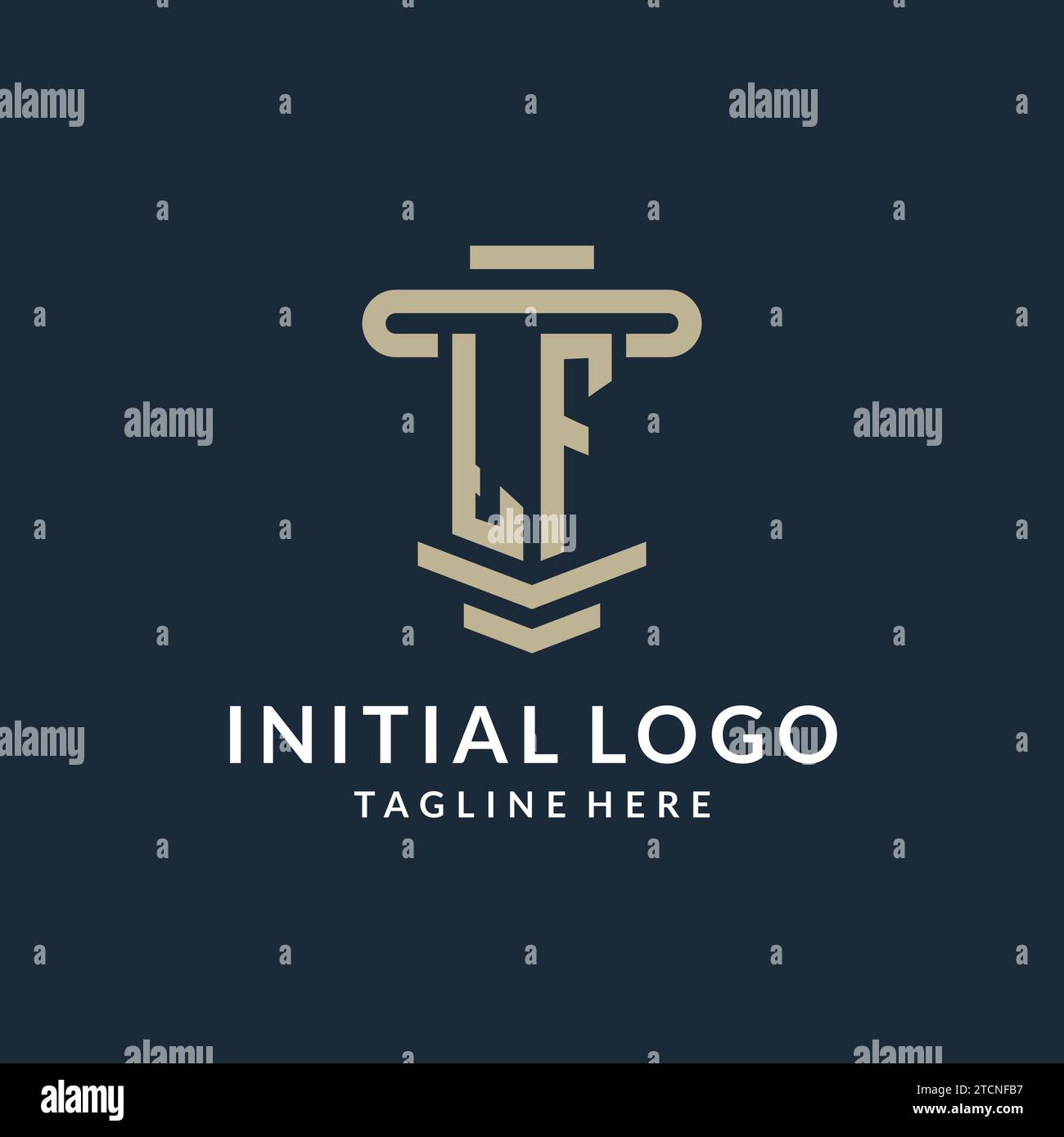 LF initial logo monogram with simple luxury pillar line vector design ideas Stock Vector