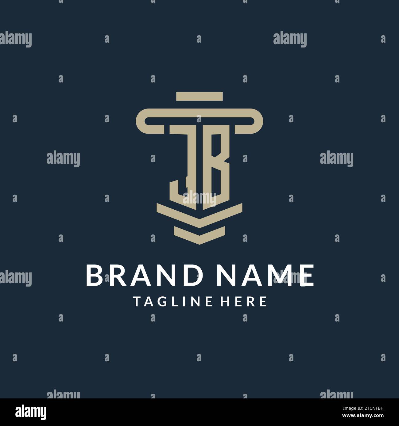 JB initial logo monogram with simple luxury pillar line vector design ideas Stock Vector