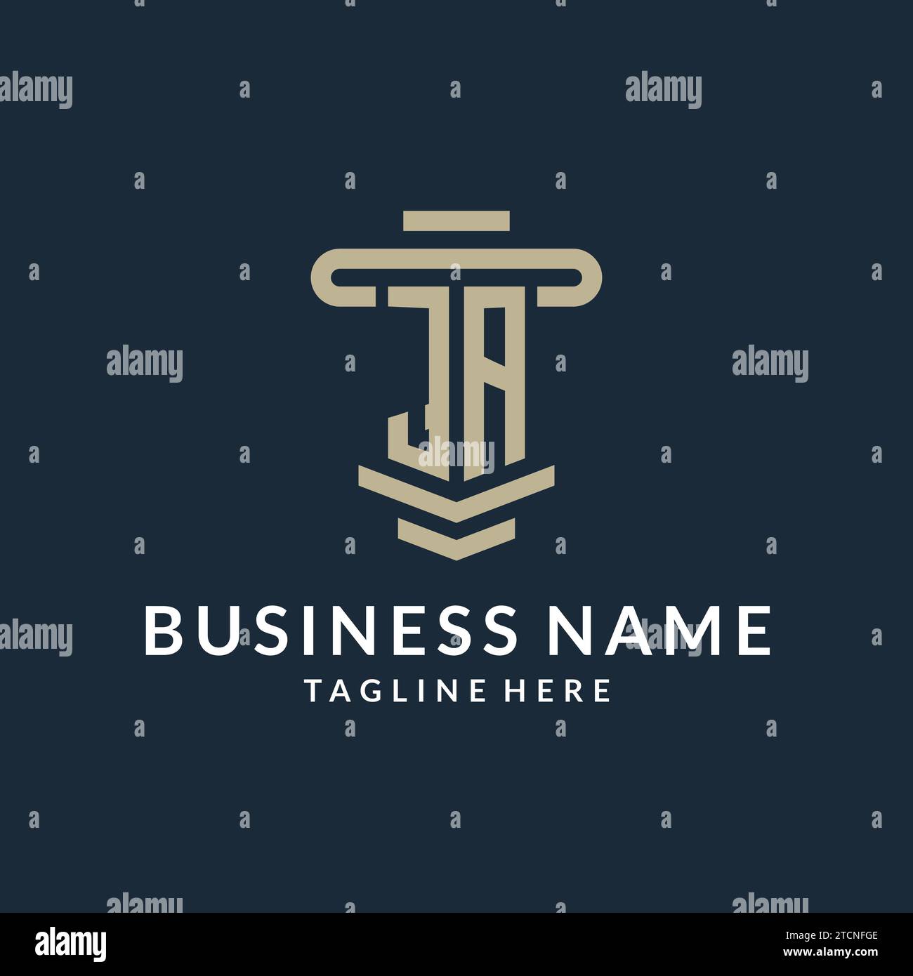 JA initial logo monogram with simple luxury pillar line vector design ideas Stock Vector