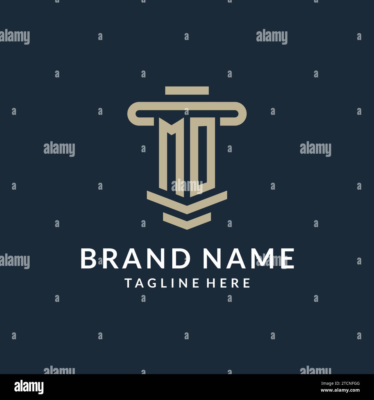 MO initial logo monogram with simple luxury pillar line vector design ideas Stock Vector