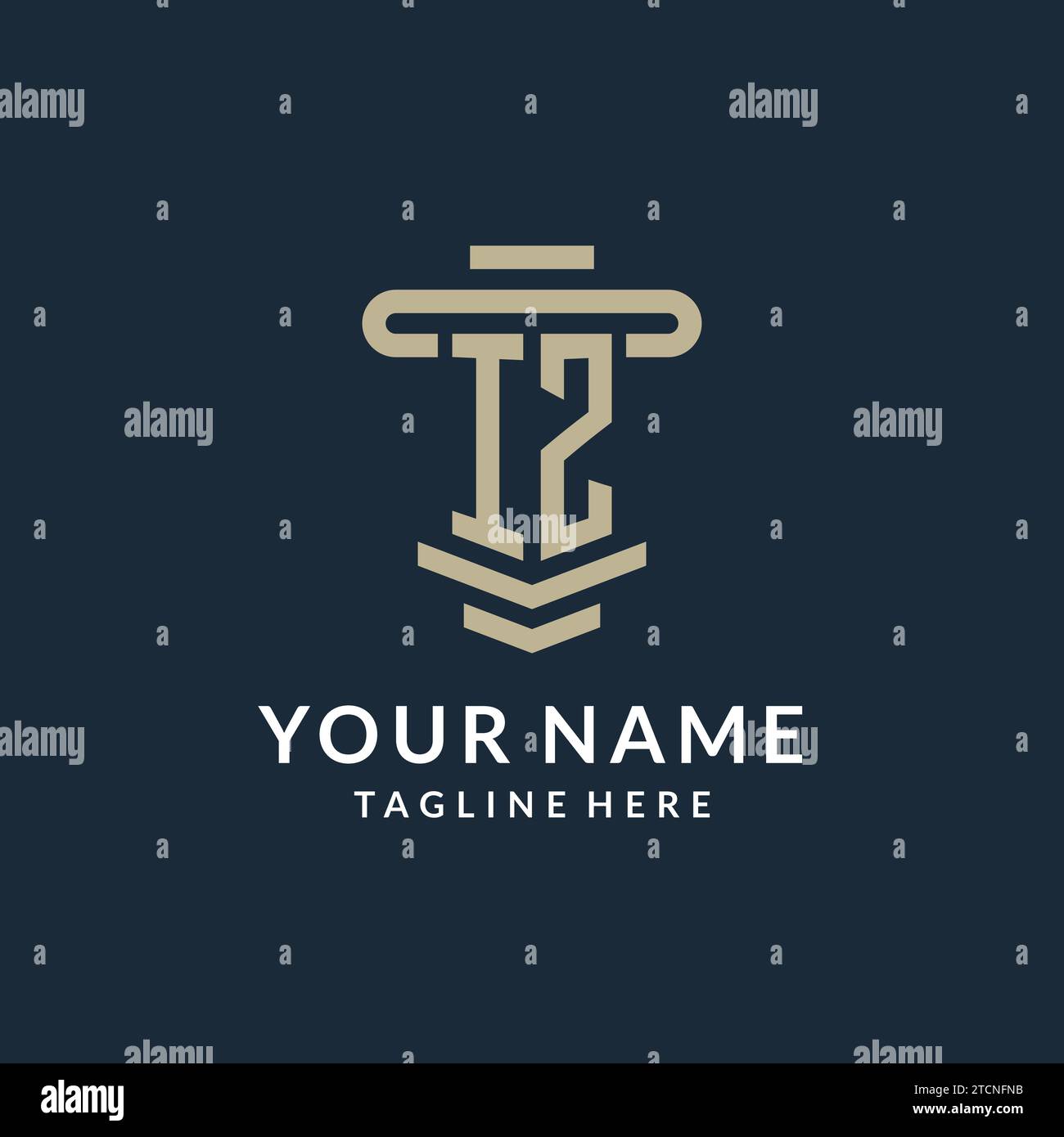 IZ initial logo monogram with simple luxury pillar line vector design ideas Stock Vector