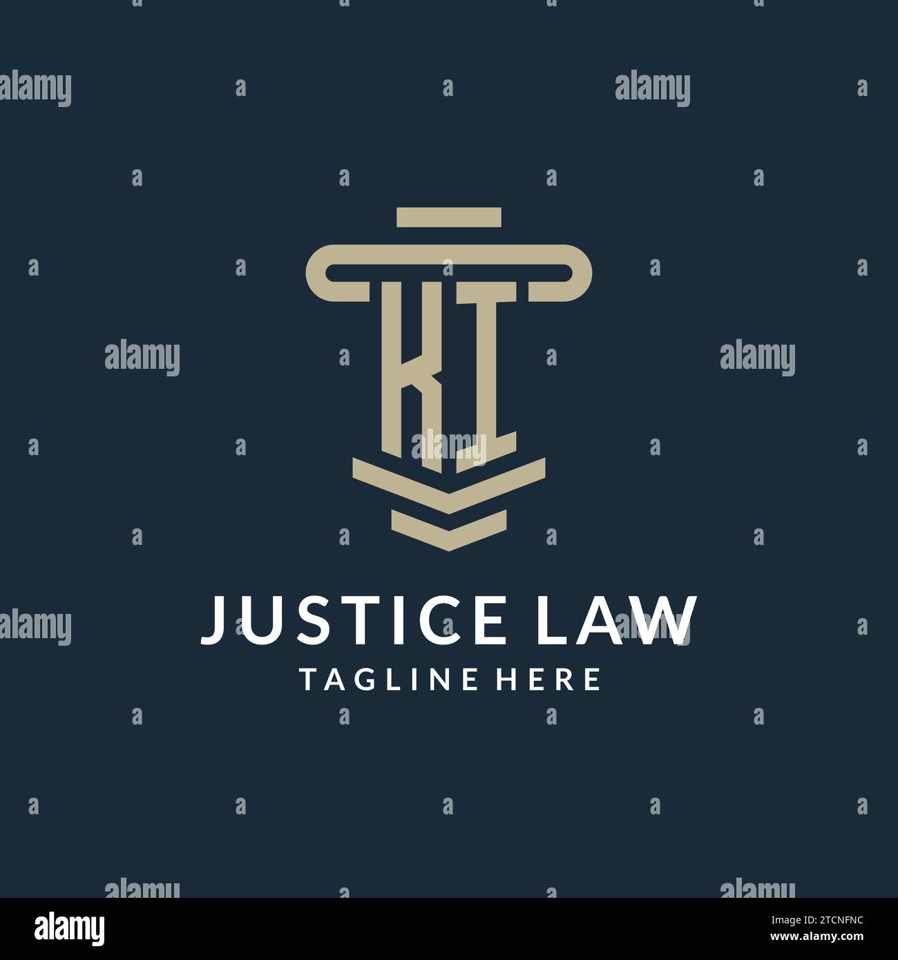KI initial logo monogram with simple luxury pillar line vector design ...