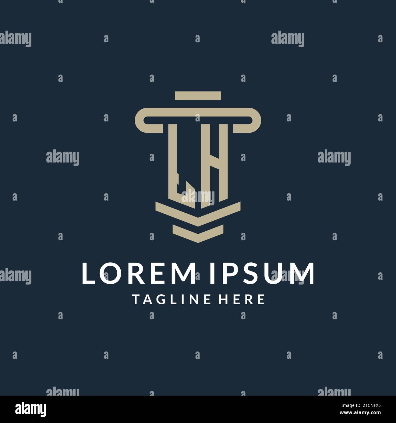LH initial logo monogram with simple luxury pillar line vector design ideas Stock Vector