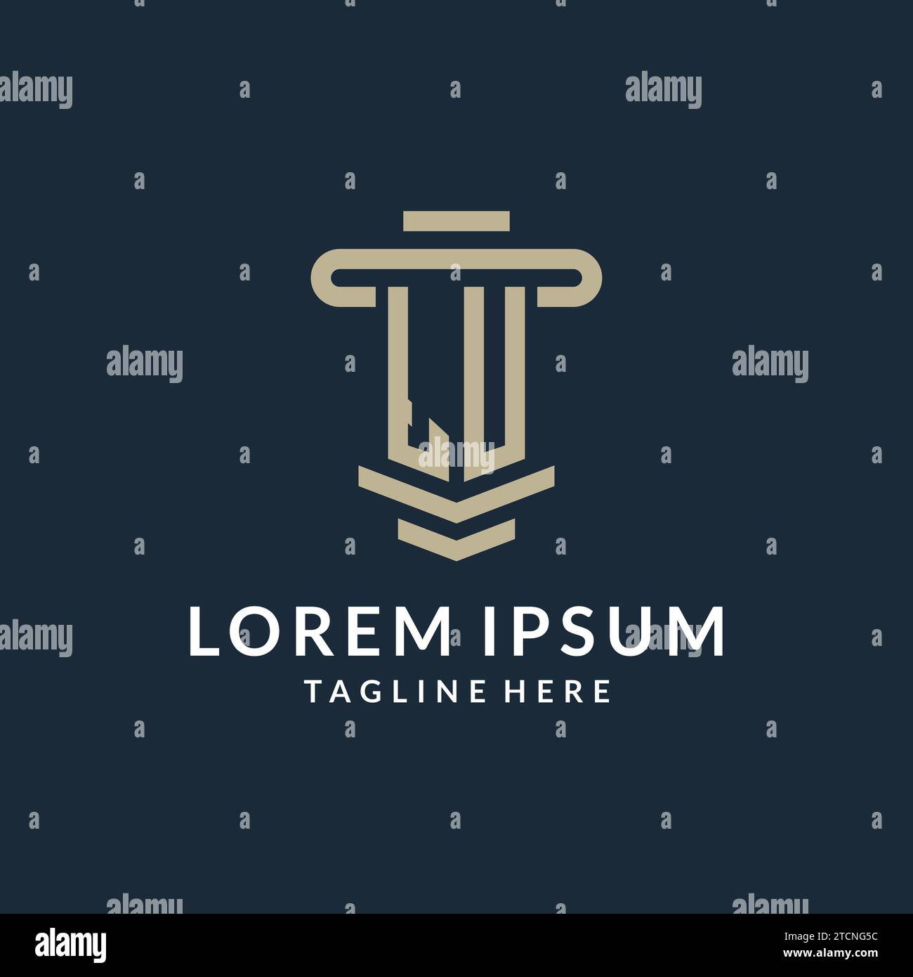 LU initial logo monogram with simple luxury pillar line vector design ideas Stock Vector