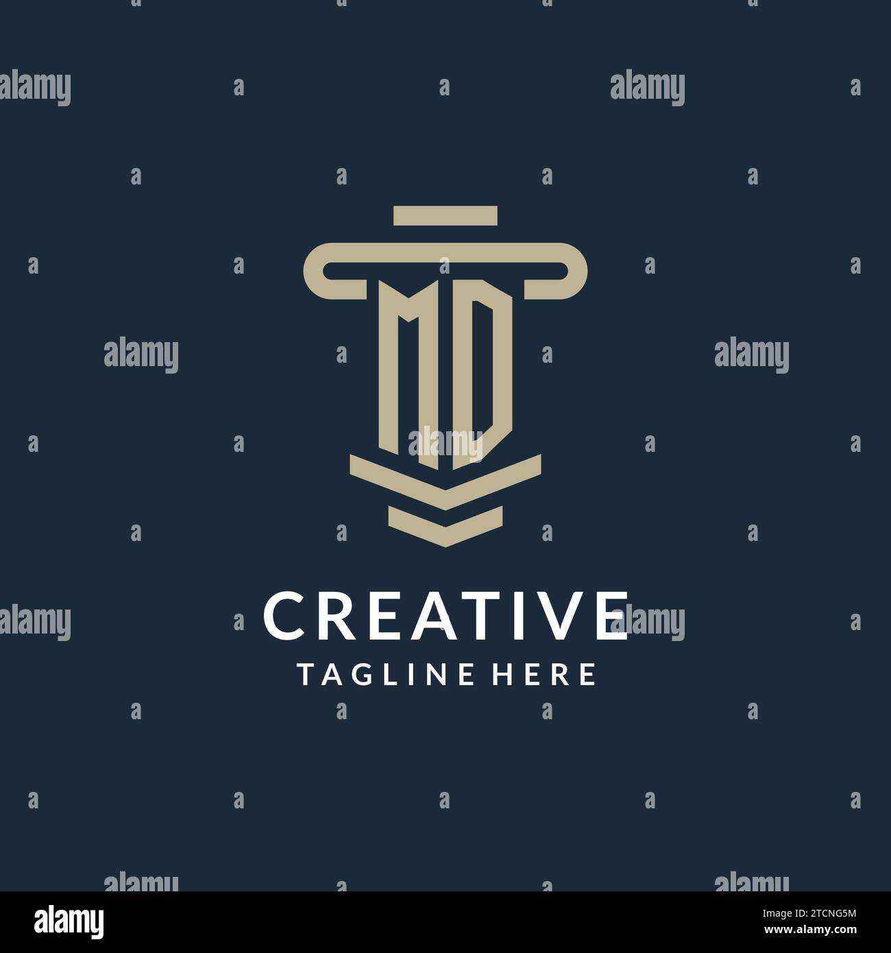 MD initial logo monogram with simple luxury pillar line vector design ideas Stock Vector
