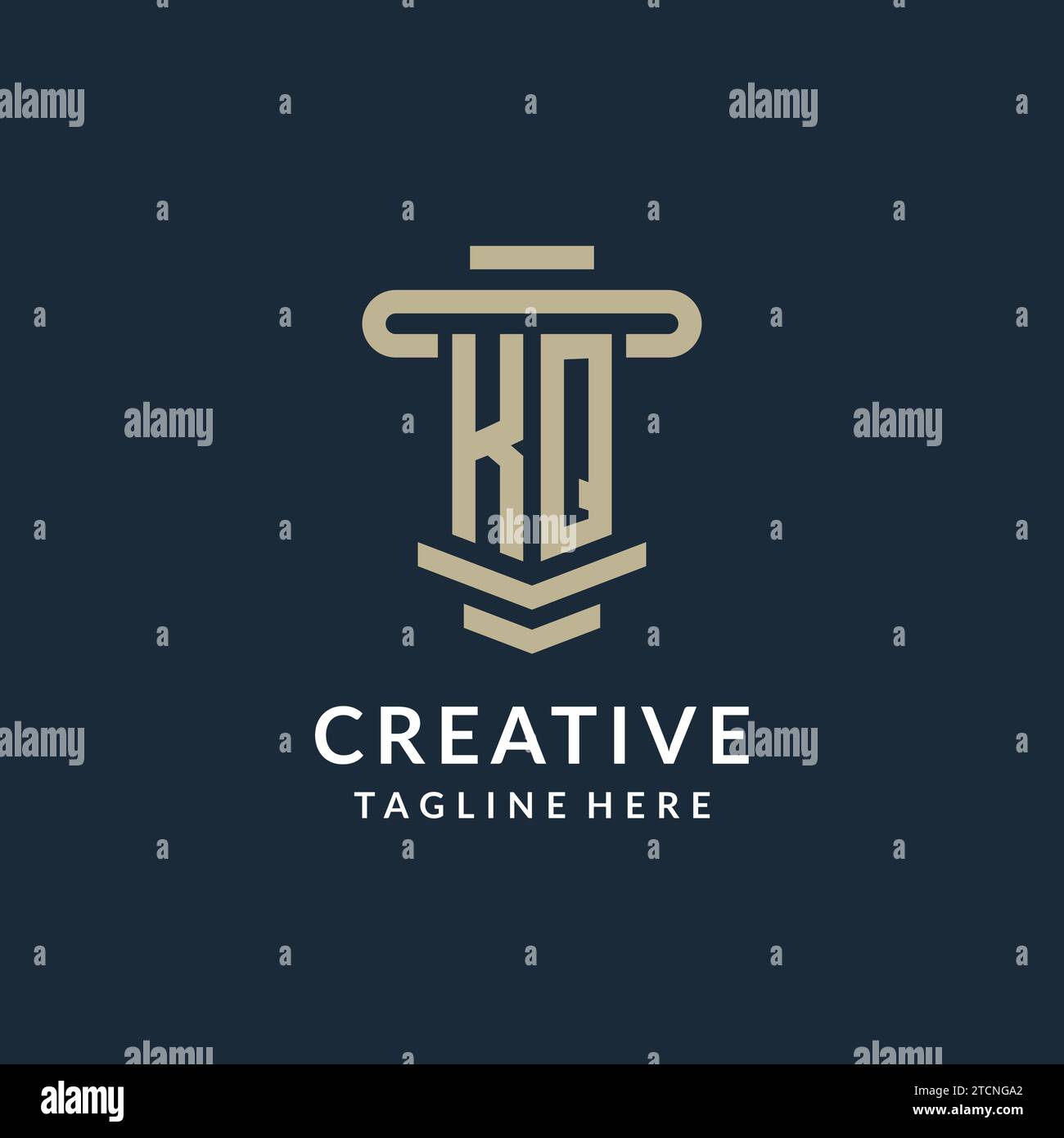 KQ initial logo monogram with simple luxury pillar line vector design ideas Stock Vector