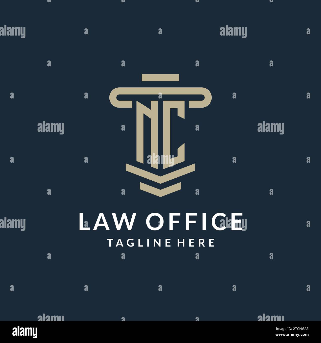 NC initial logo monogram with simple luxury pillar line vector design ideas Stock Vector