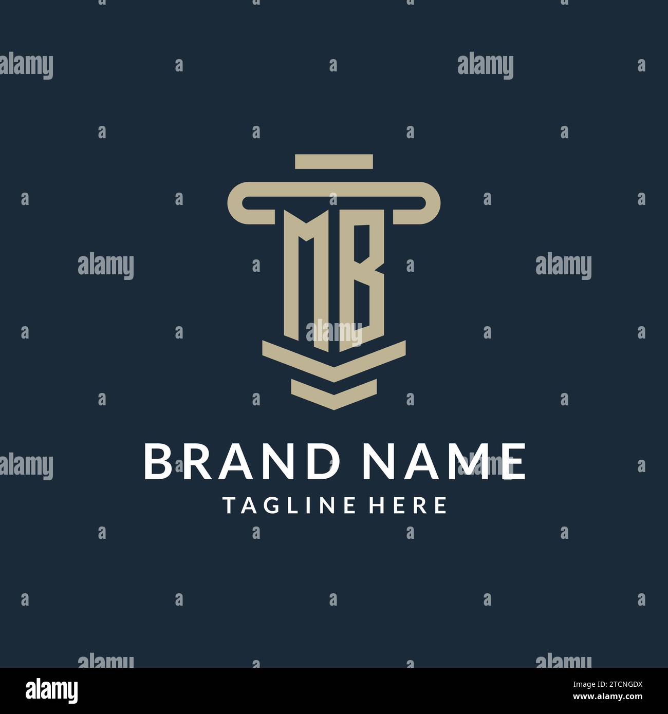 MB initial logo monogram with simple luxury pillar line vector design ideas Stock Vector