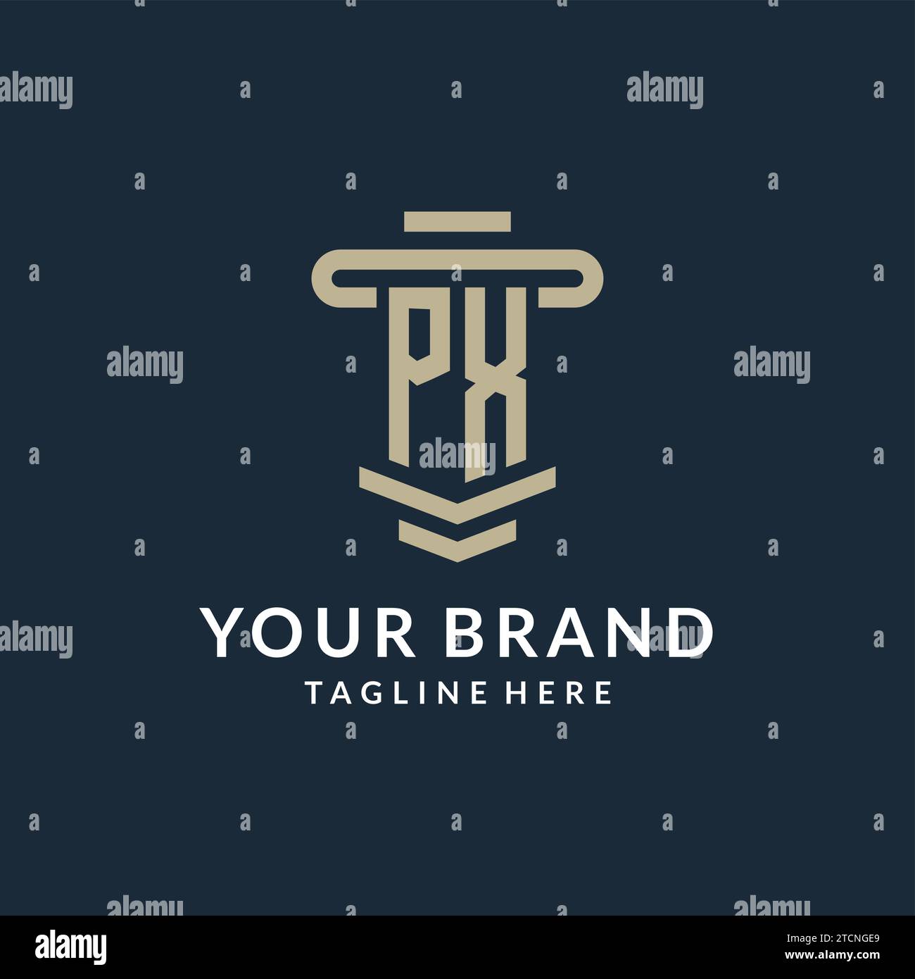 PX initial logo monogram with simple luxury pillar line vector design ideas Stock Vector