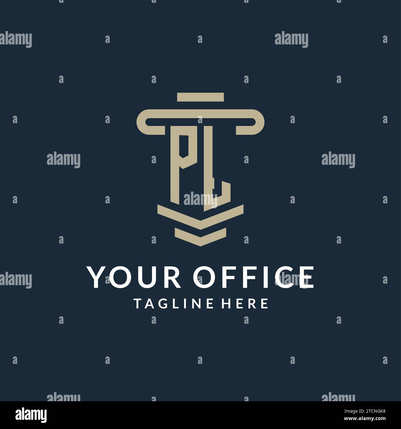 PL initial logo monogram with simple luxury pillar line vector design ideas Stock Vector