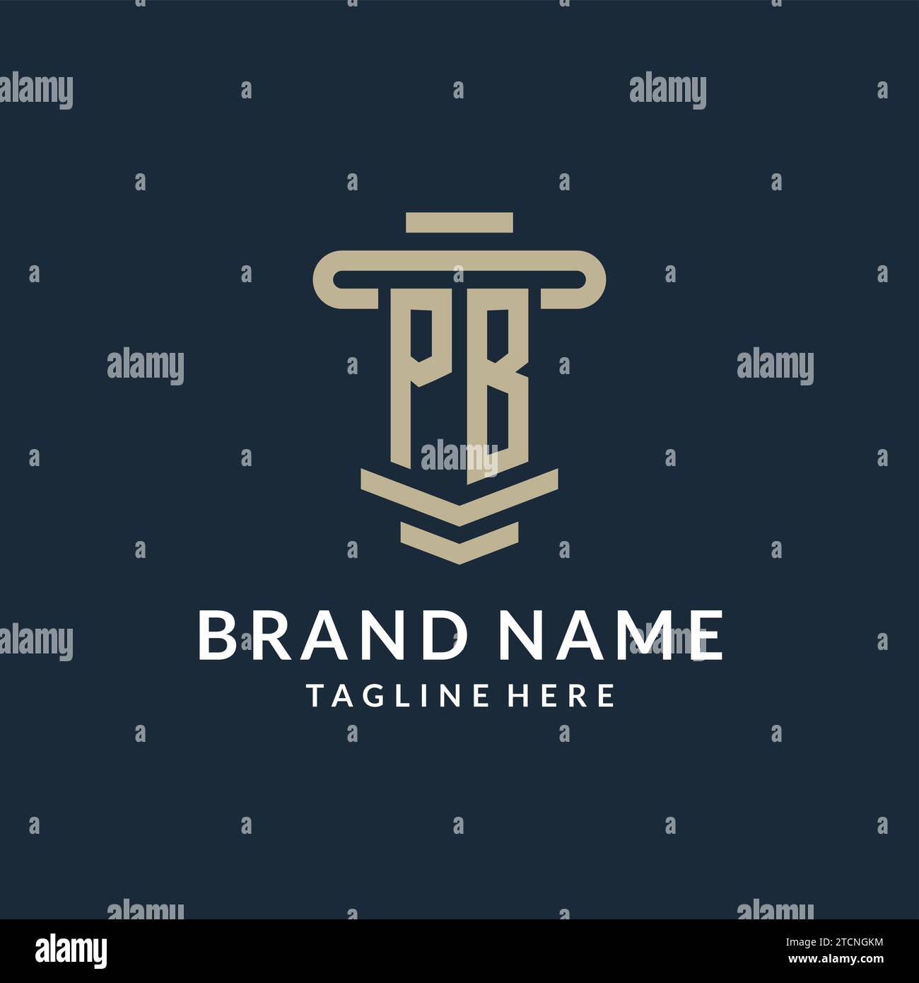 PB initial logo monogram with simple luxury pillar line vector design ideas Stock Vector