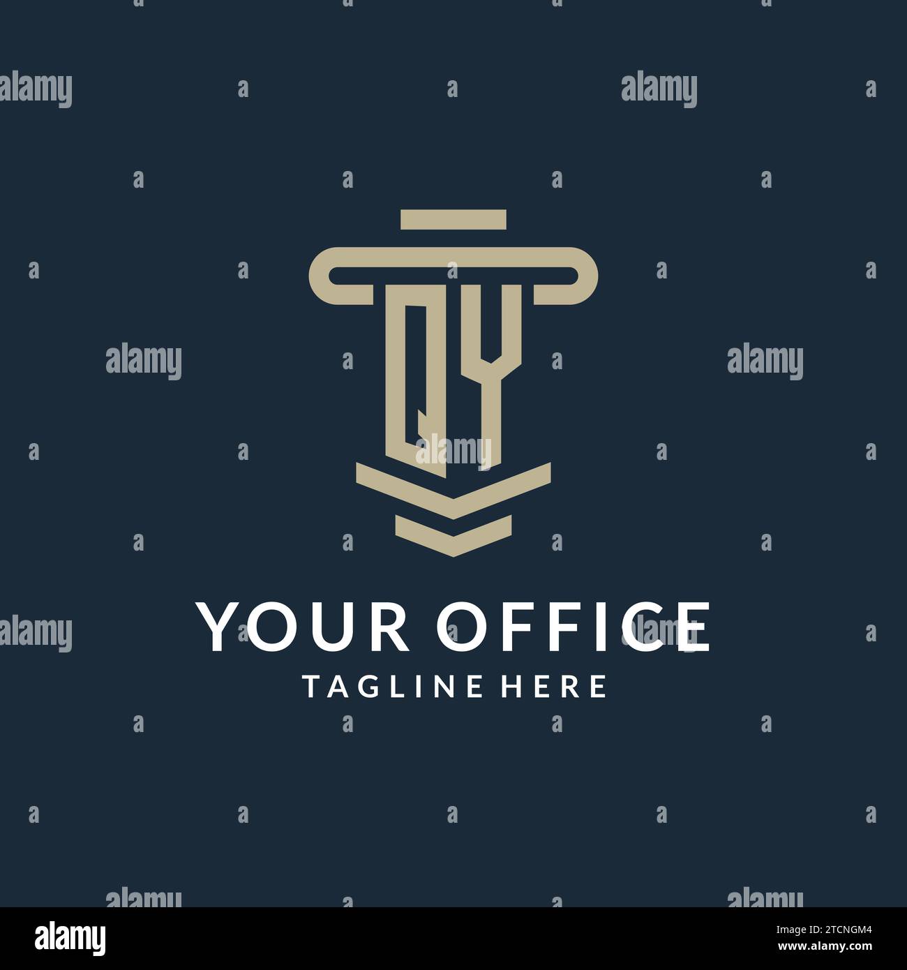 QY initial logo monogram with simple luxury pillar line vector design ideas Stock Vector