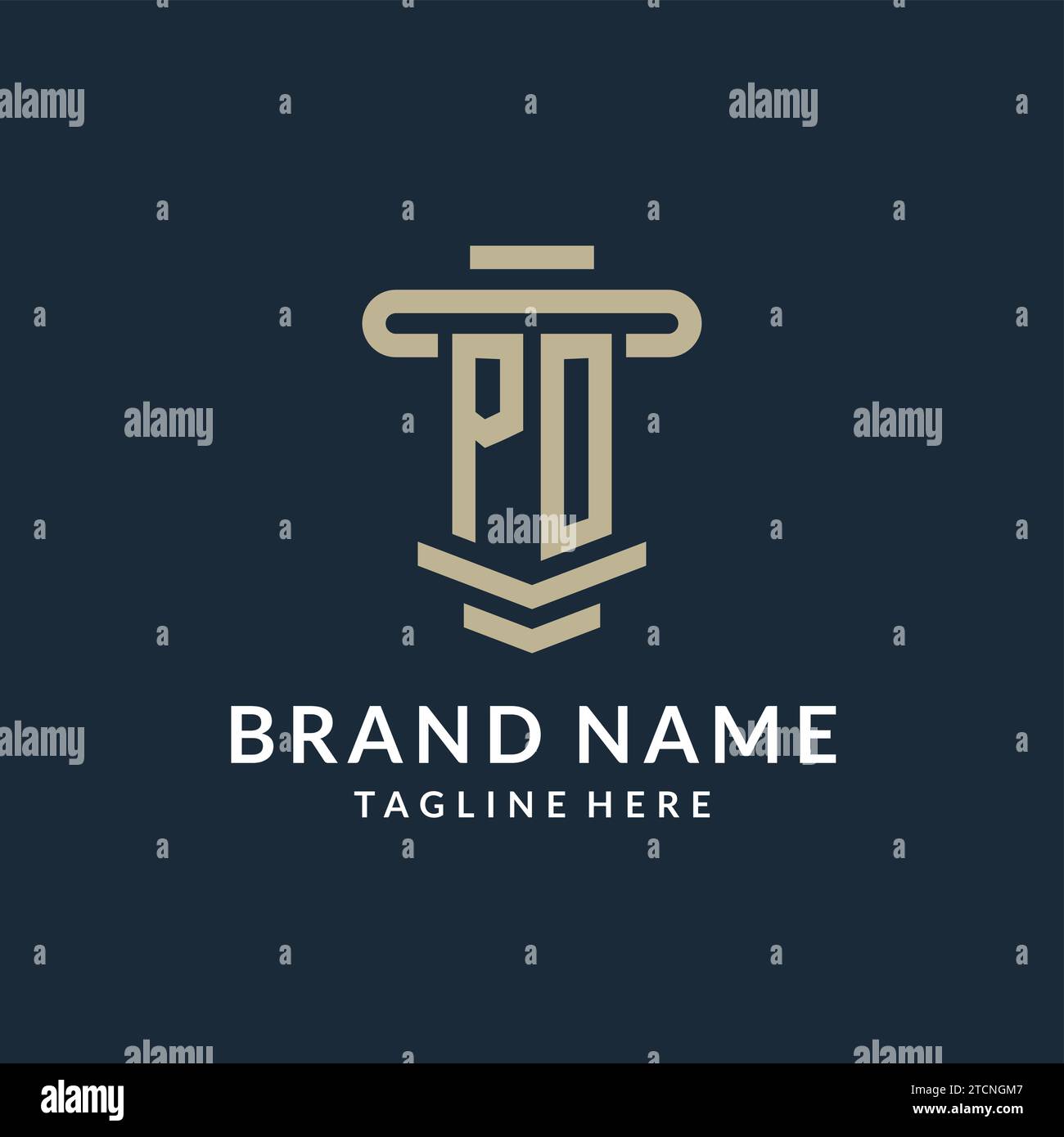 PO initial logo monogram with simple luxury pillar line vector design ideas Stock Vector