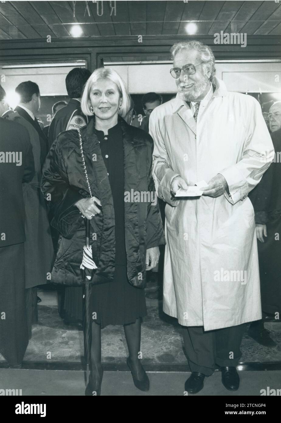 Madrid, 10/15/1992. Fernando Rey and Mabel Karr attend the preview of
