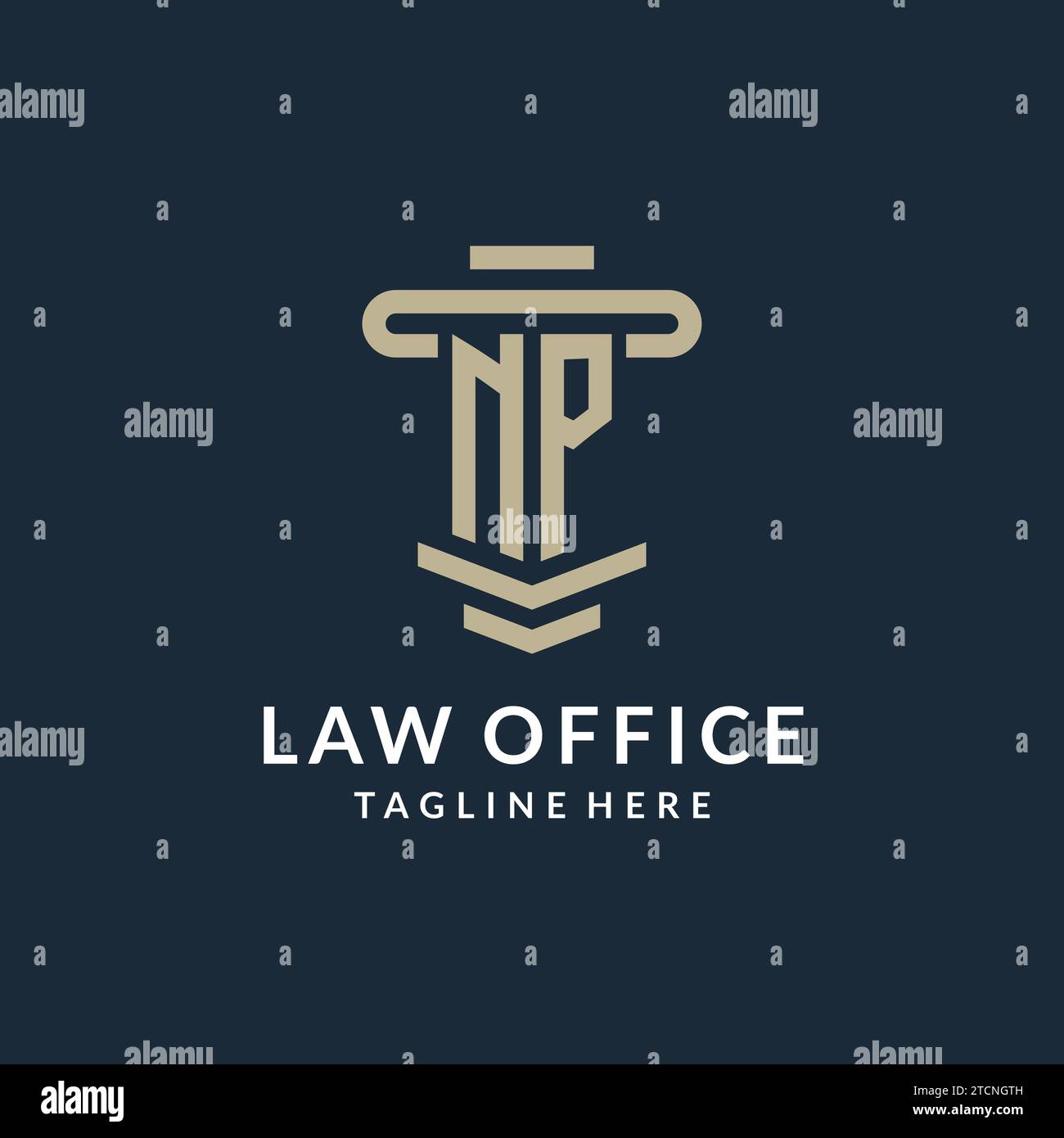 NP initial logo monogram with simple luxury pillar line vector design ideas Stock Vector