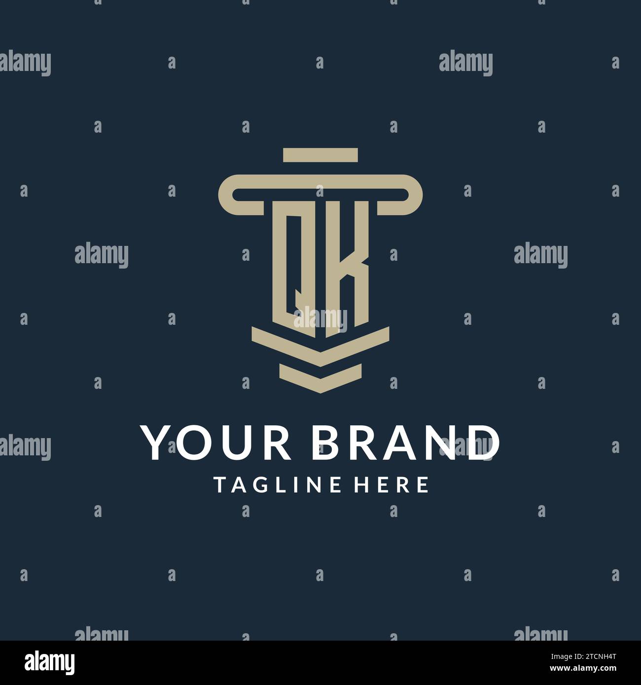 QK initial logo monogram with simple luxury pillar line vector design ideas Stock Vector