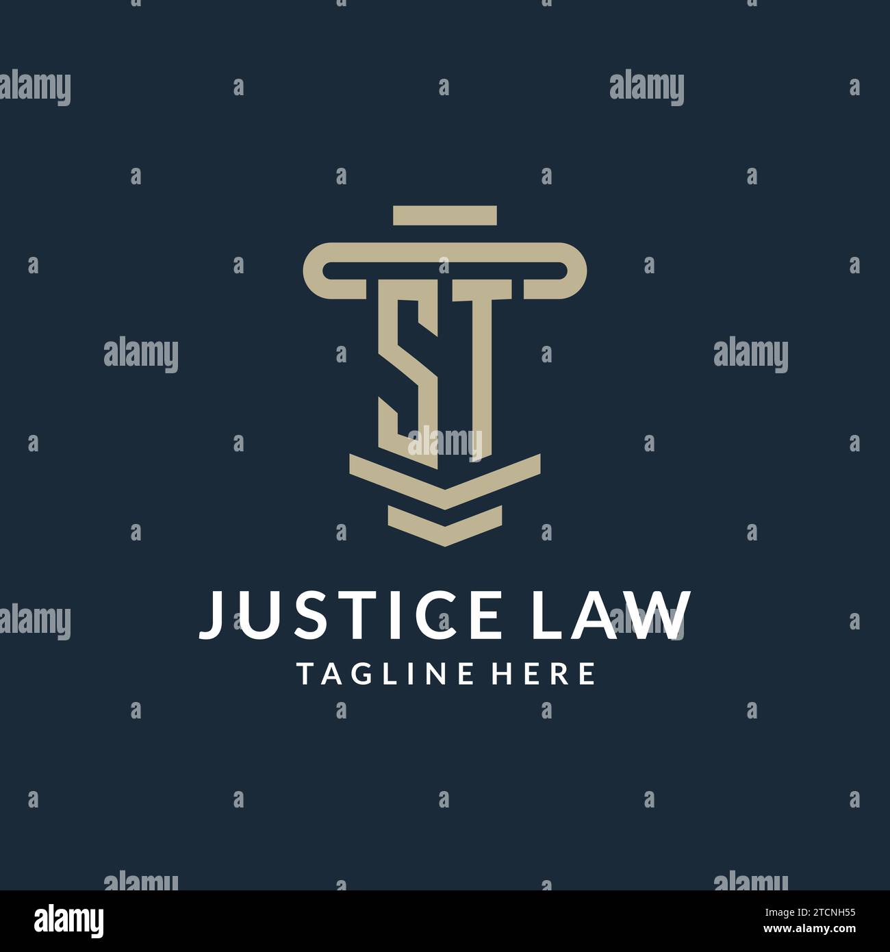 ST initial logo monogram with simple luxury pillar line vector design ideas Stock Vector