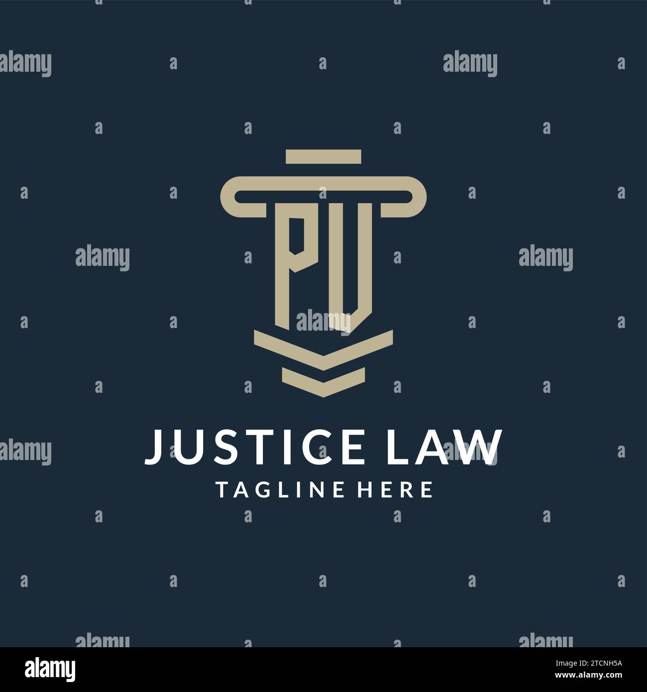PV initial logo monogram with simple luxury pillar line vector design ideas Stock Vector