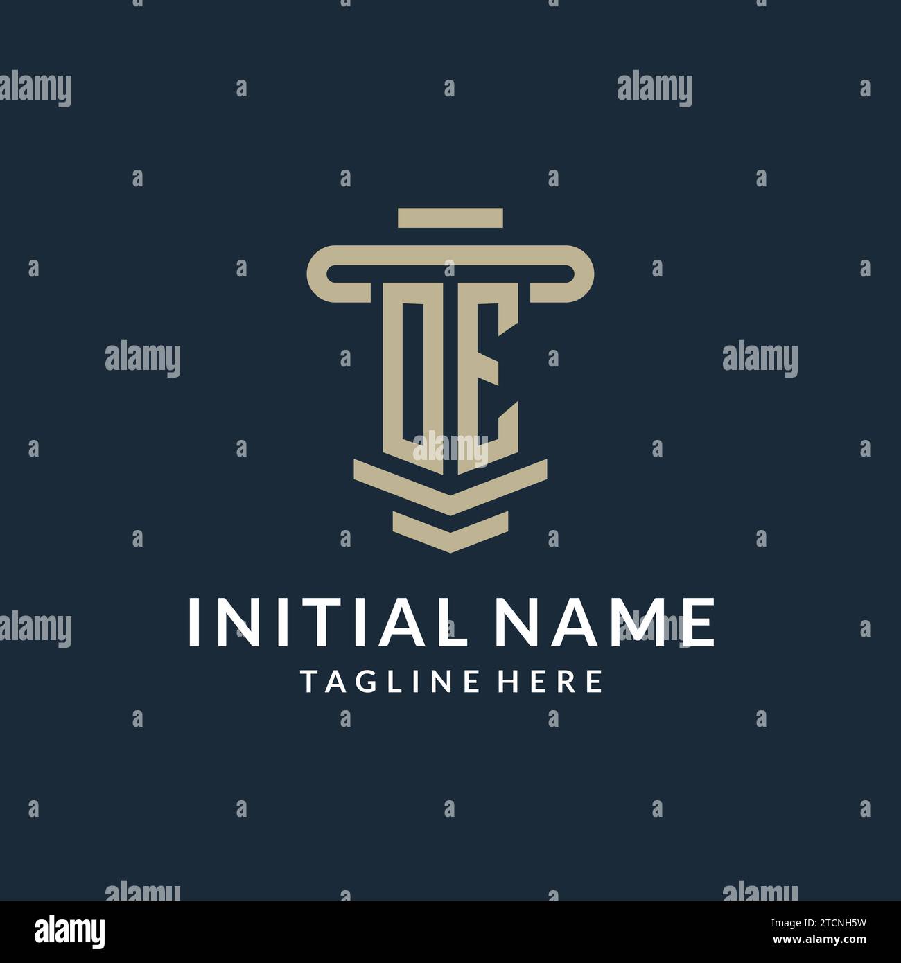 OE initial logo monogram with simple luxury pillar line vector design ideas Stock Vector