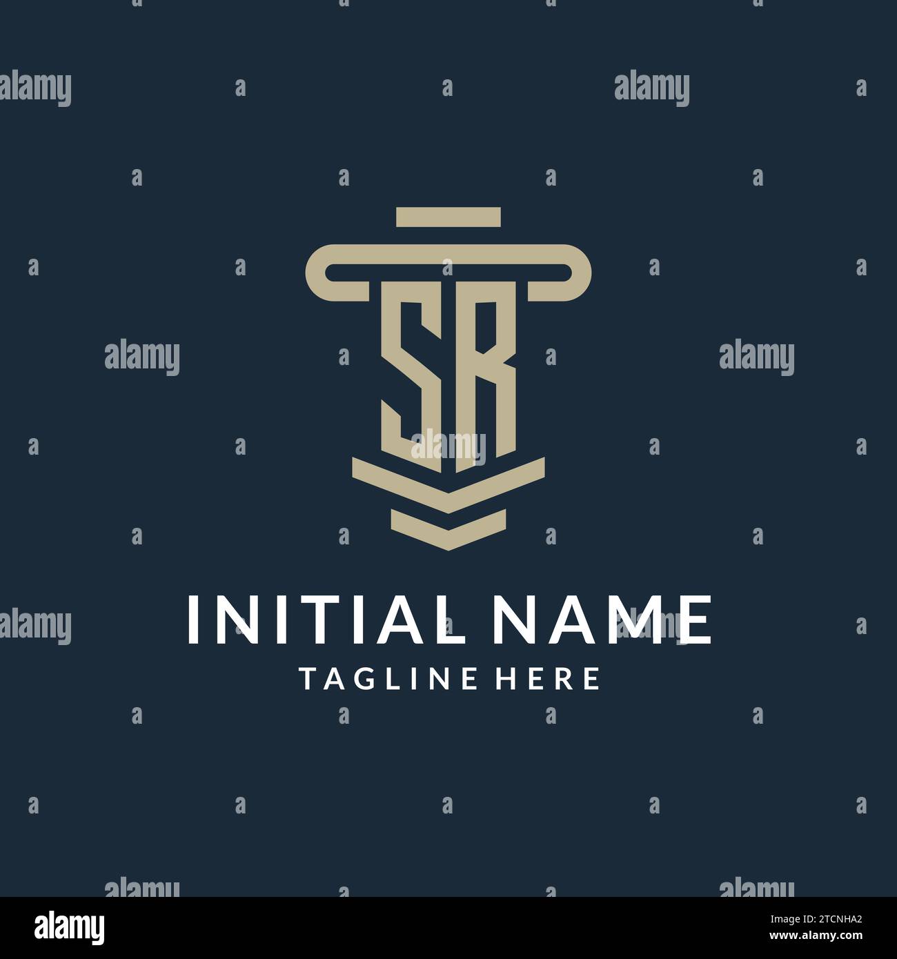 SR initial logo monogram with simple luxury pillar line vector design ideas Stock Vector