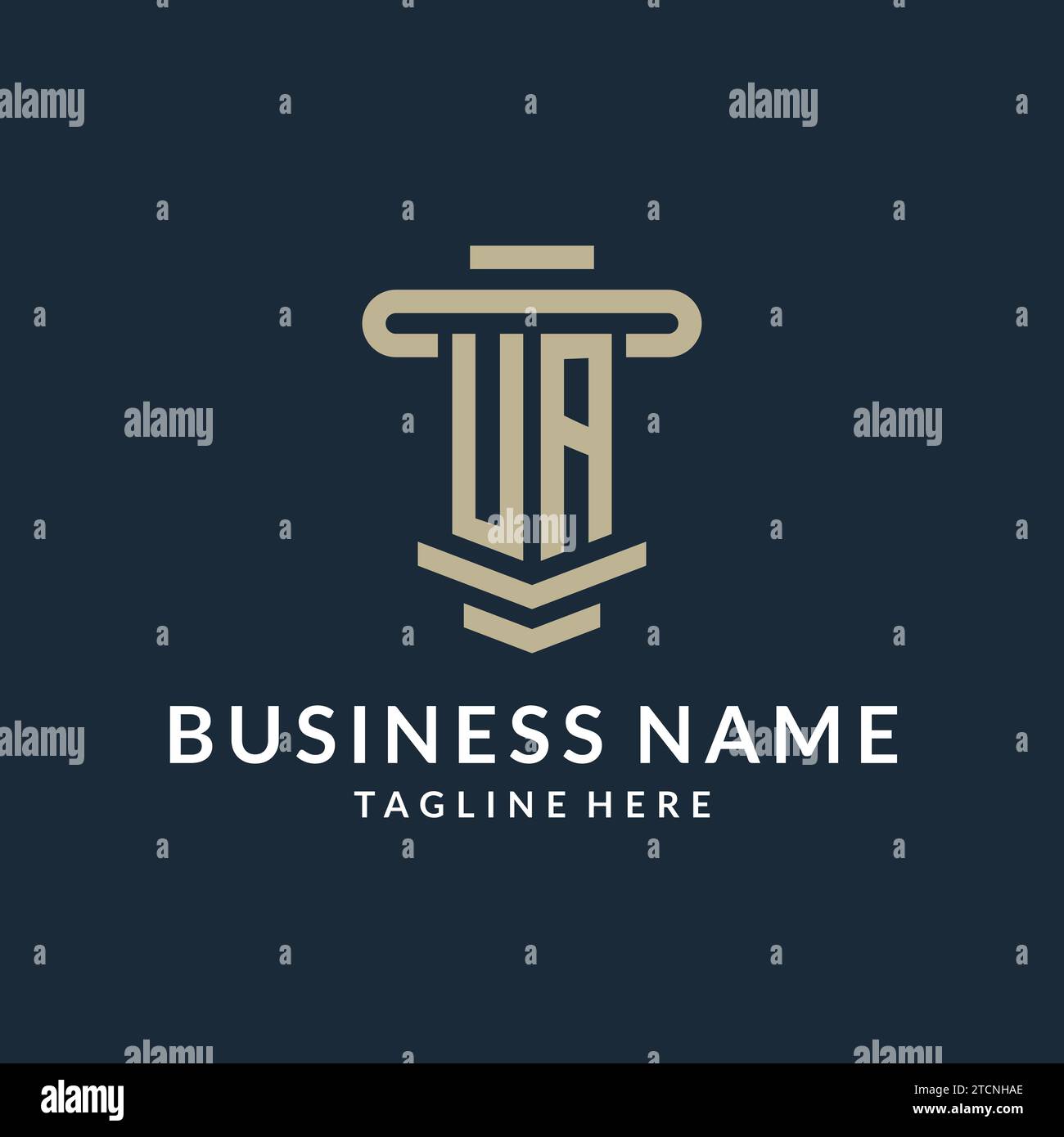 UA initial logo monogram with simple luxury pillar line vector design ideas Stock Vector