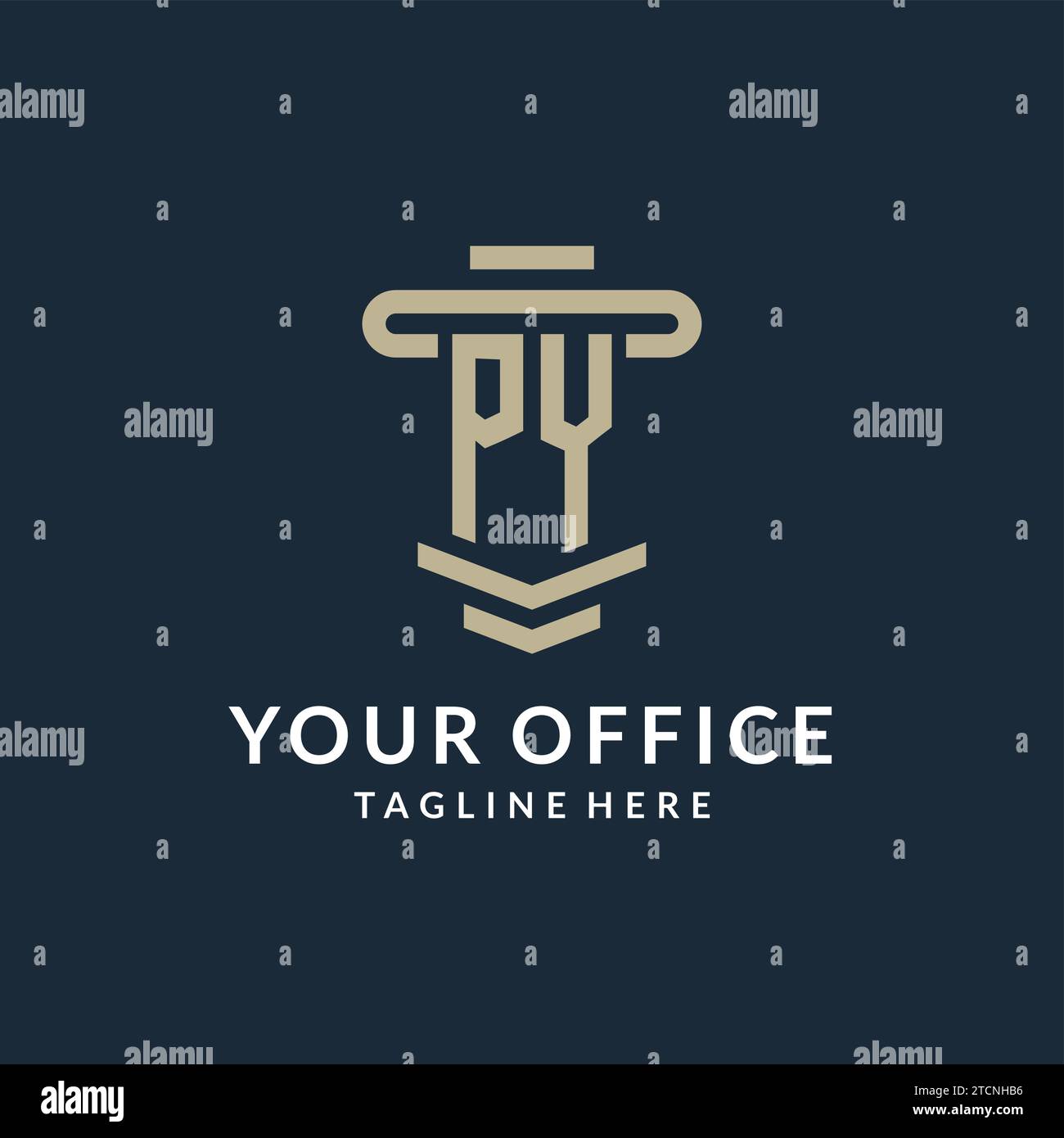 PY initial logo monogram with simple luxury pillar line vector design ideas Stock Vector
