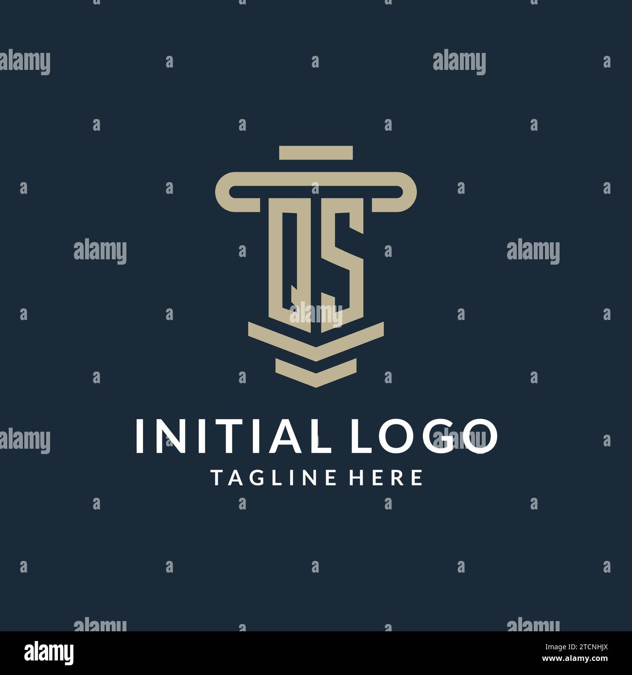 QS initial logo monogram with simple luxury pillar line vector design ideas Stock Vector