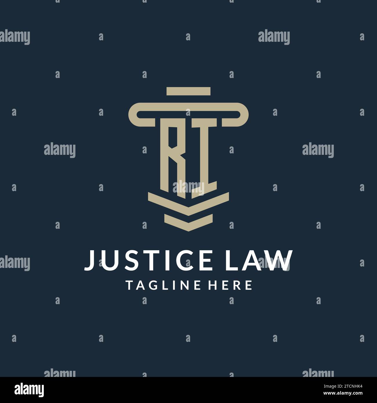 RI initial logo monogram with simple luxury pillar line vector design ideas Stock Vector
