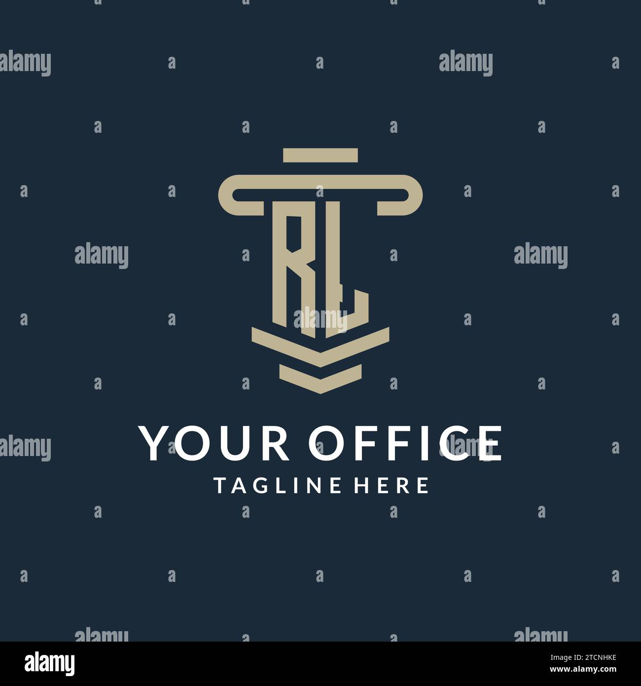 RL initial logo monogram with simple luxury pillar line vector design ideas Stock Vector