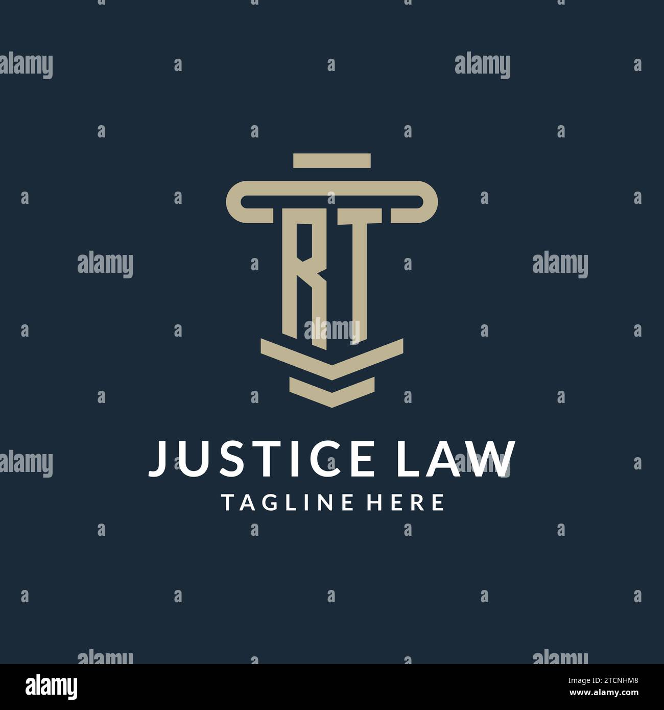 RT initial logo monogram with simple luxury pillar line vector design ideas Stock Vector